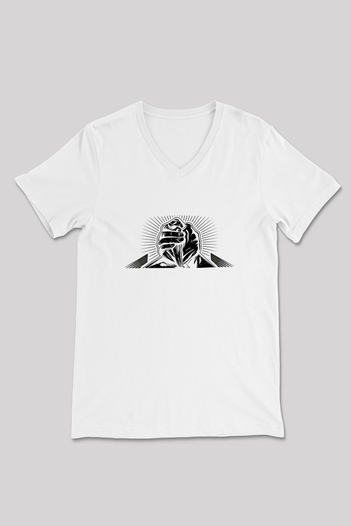 Bilek Güreşi Baskılı Unisex V Yaka Tişört - Tshirt
