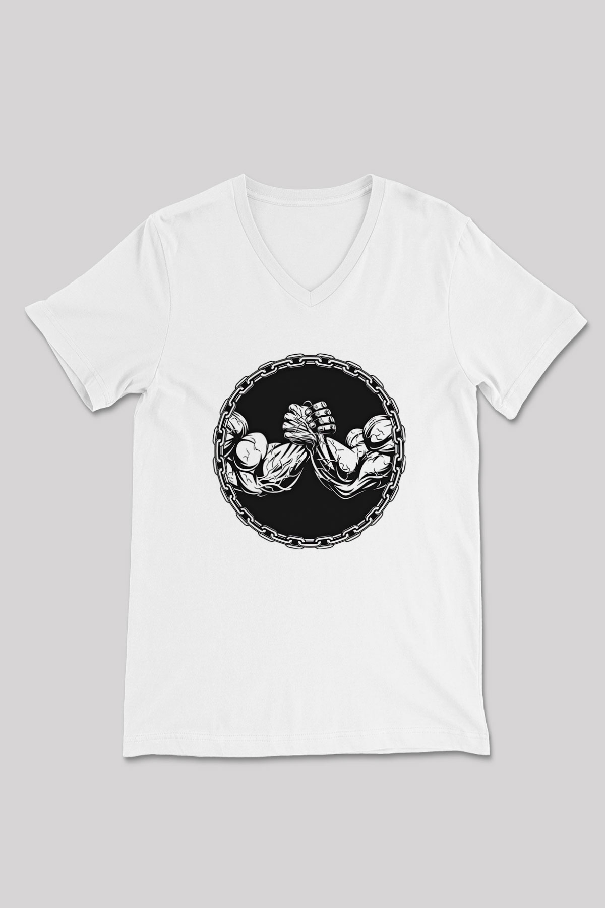 Bilek Güreşi Baskılı Unisex V Yaka Tişört - Tshirt