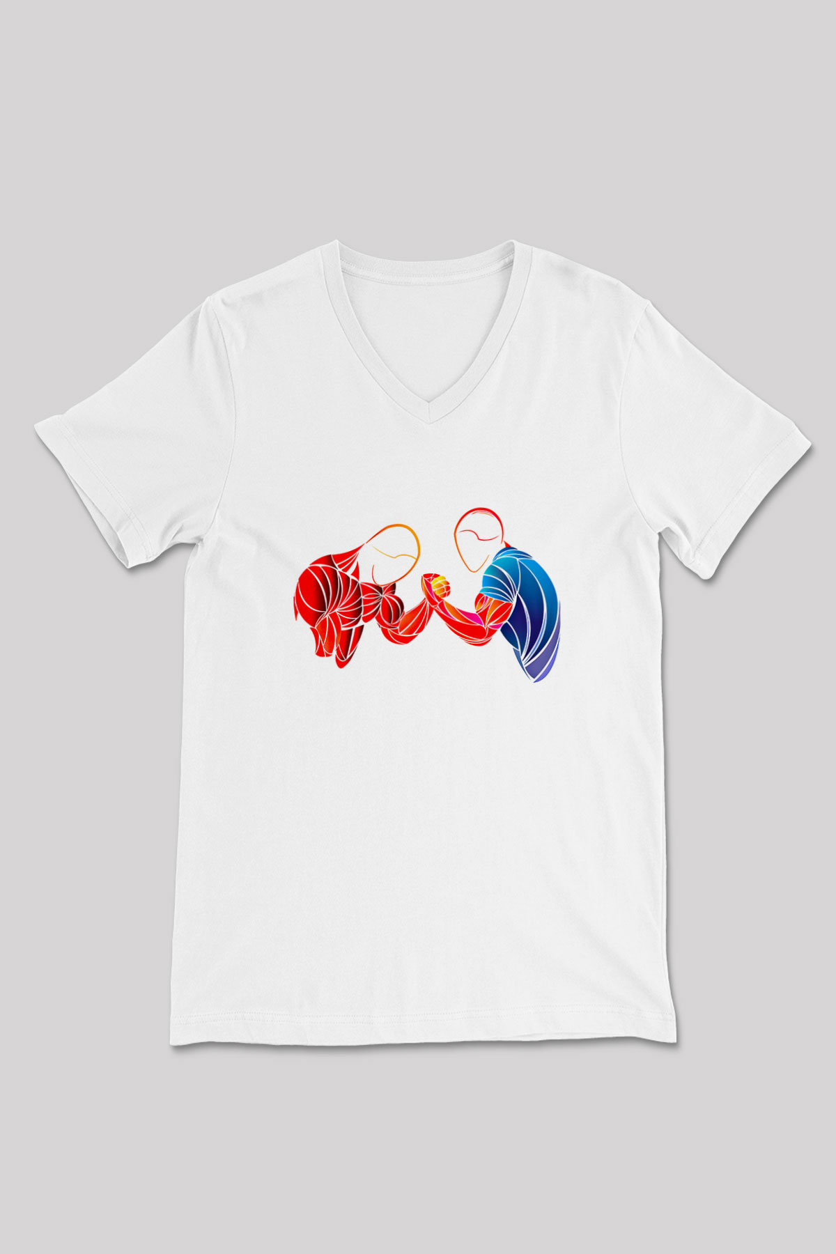 Bilek Güreşi Baskılı Unisex V Yaka Tişört - Tshirt