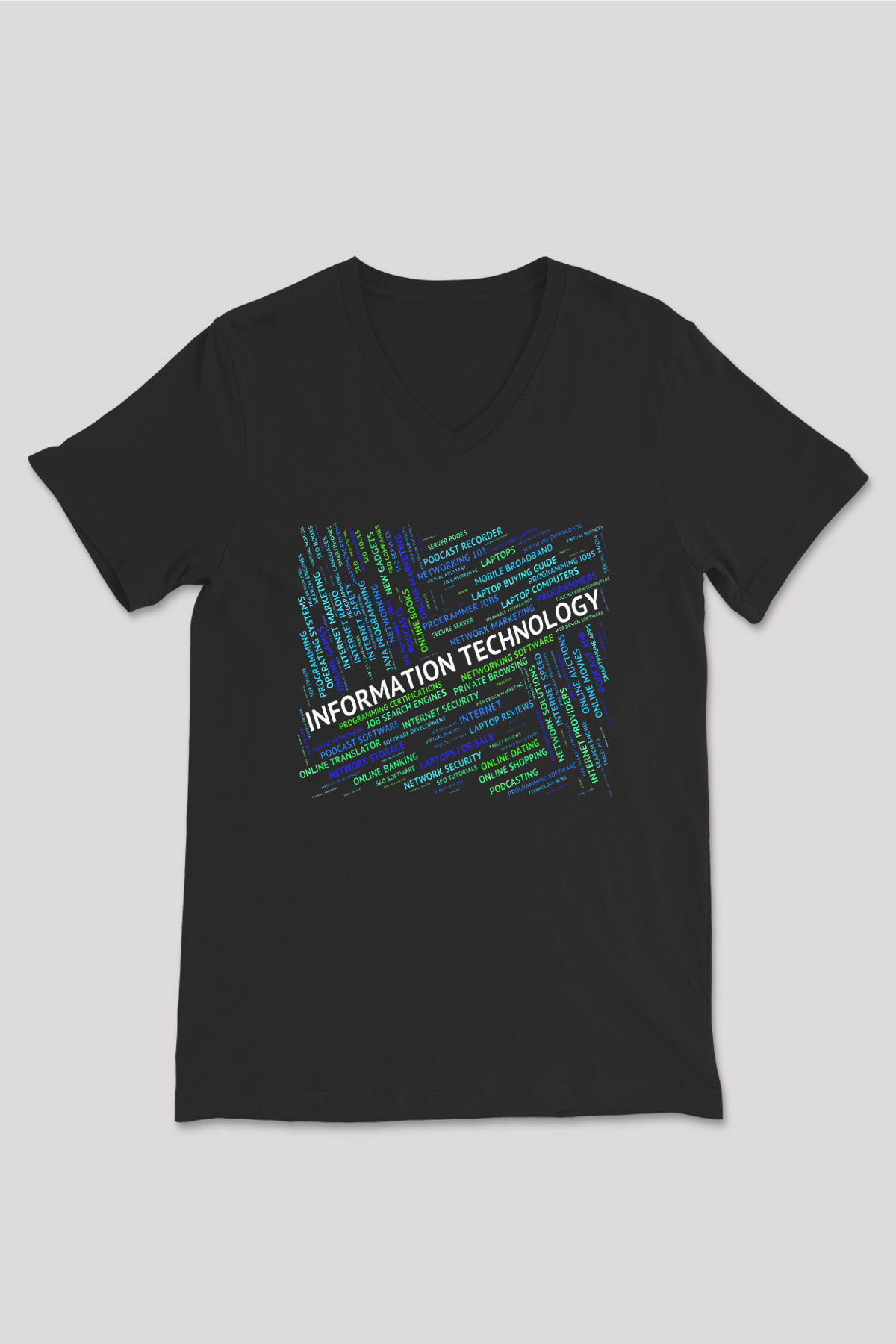 Bilgisayar programcısı Siyah Unisex V Yaka Tişört T-Shirt