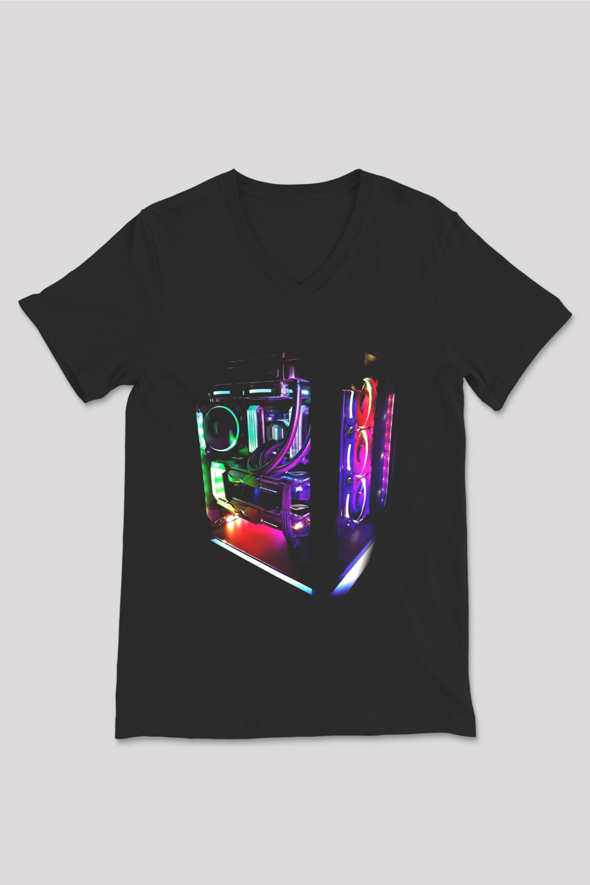Bilgisayar programcısı Siyah Unisex V Yaka Tişört T-Shirt