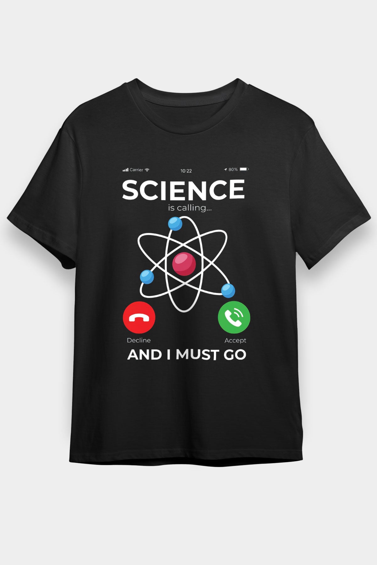 Bilim Arıyor Baskılı Unisex Siyah Tişört - Tshirt