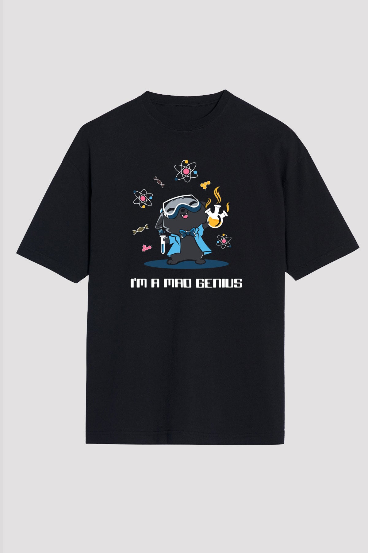Bilim Kimya Biyoloji Baskılı Unisex Oversize Tişört - Tshirt
