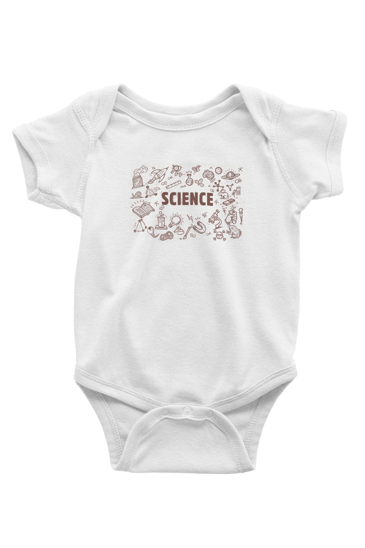 Bilim Sembolleri Baskılı Unisex Beyaz Bebek Body - Zıbın