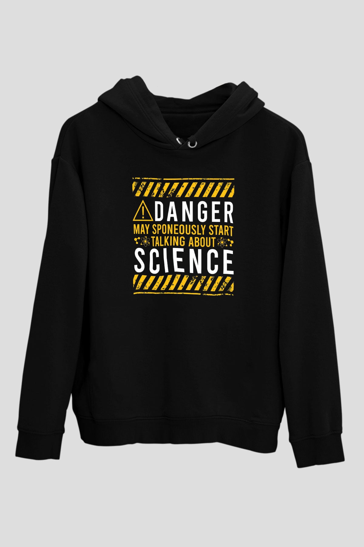 Bilim Tehlikeli Baskılı Unisex Siyah Hoodie