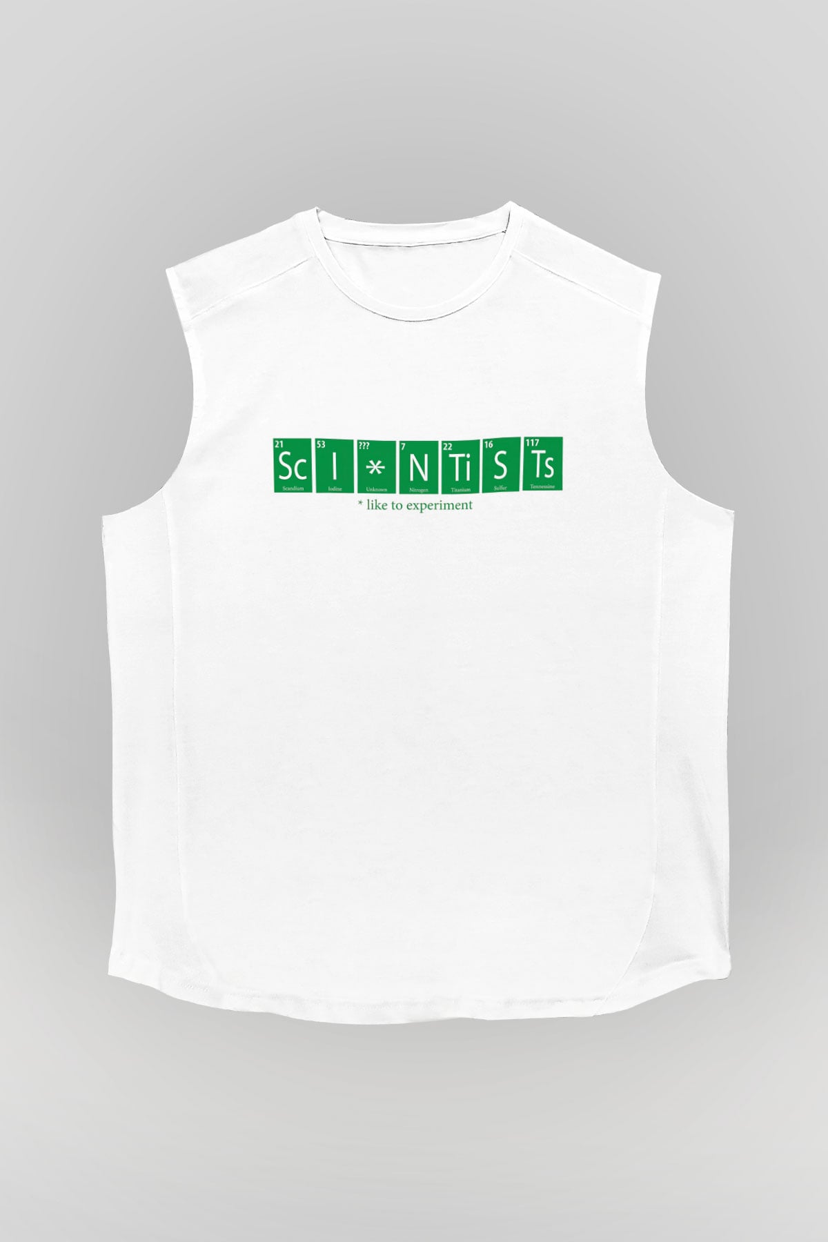 Bilimadamı Beyaz Unisex Kolsuz Tişört