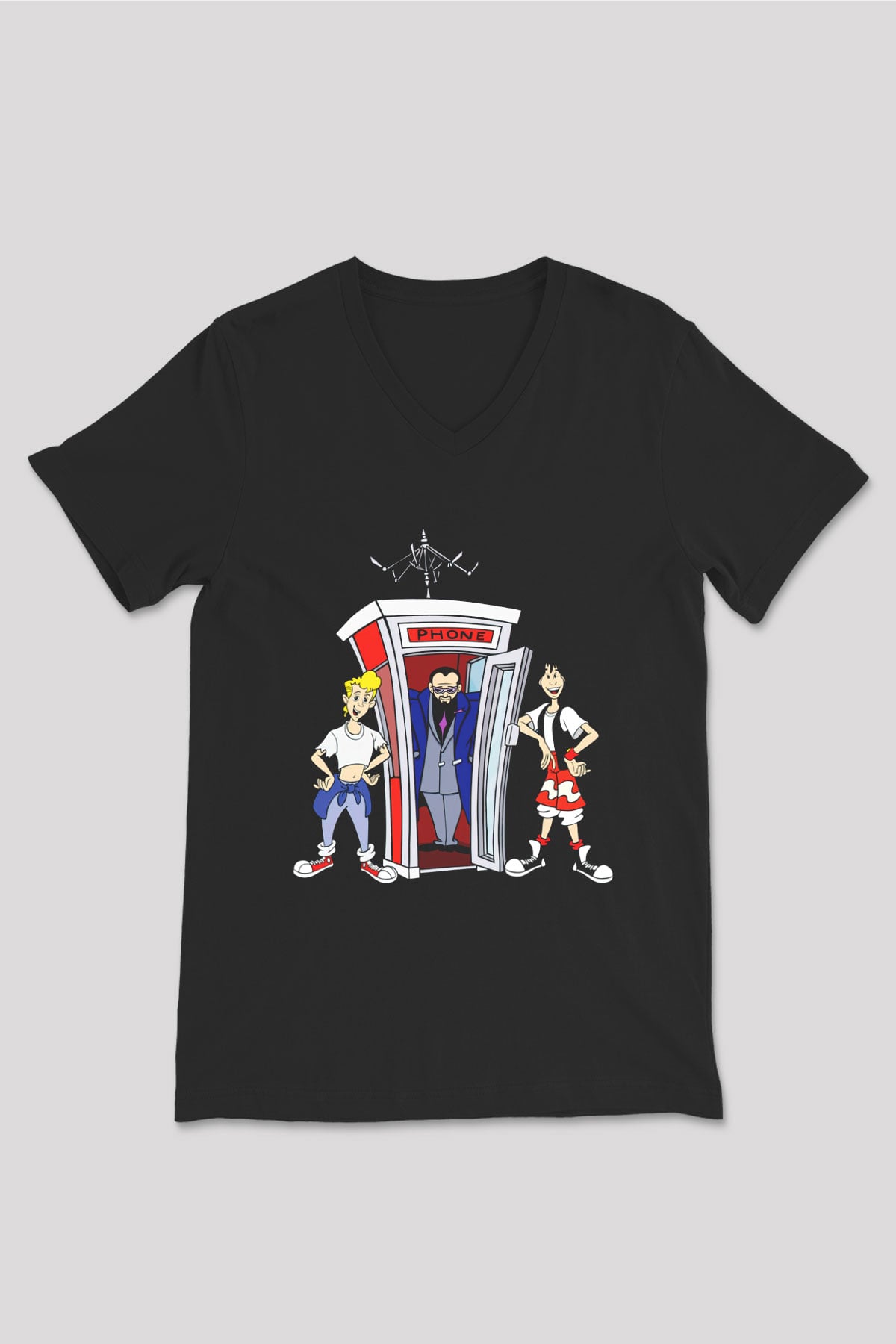 Bill and Ted's Excellent Adventure Siyah Unisex V Yaka Tişört