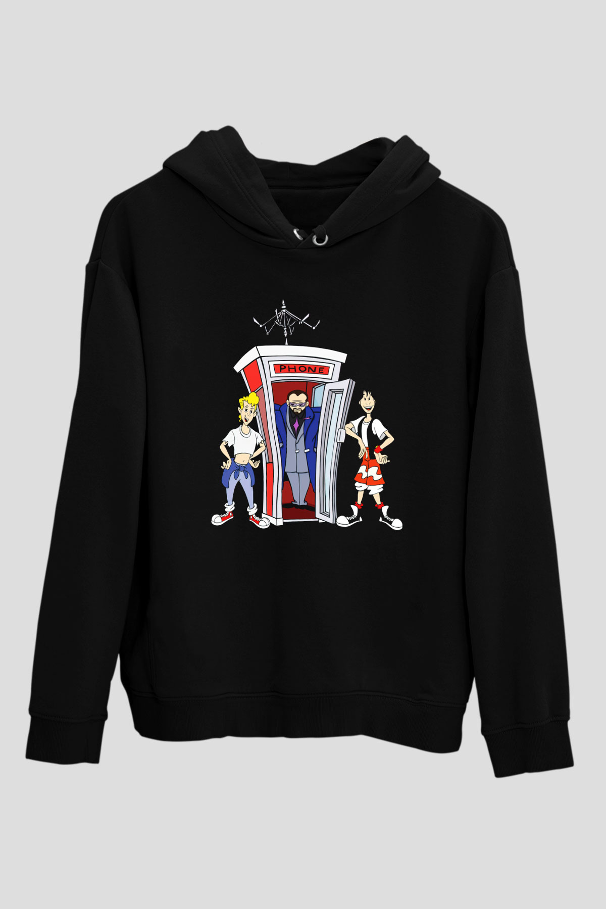 Bill and Ted's Excellent Adventure Siyah Unisex Kapüşonlu Sweatshirt