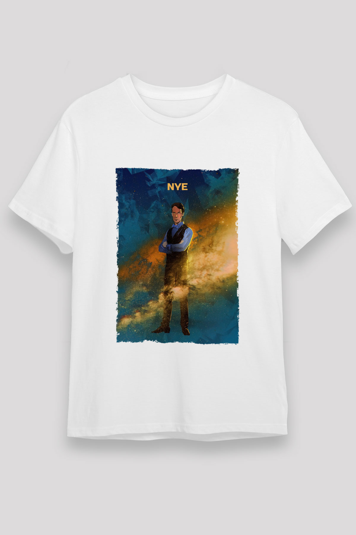 Bill Nye Baskılı Unisex Beyaz Tişört - Tshirt