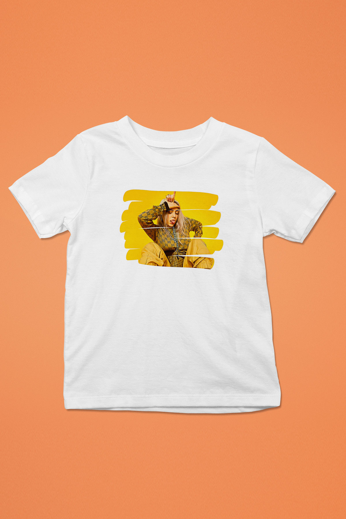 Billie Eilish Baskılı Beyaz Unisex Beyaz Çocuk Tişört - Tshirt