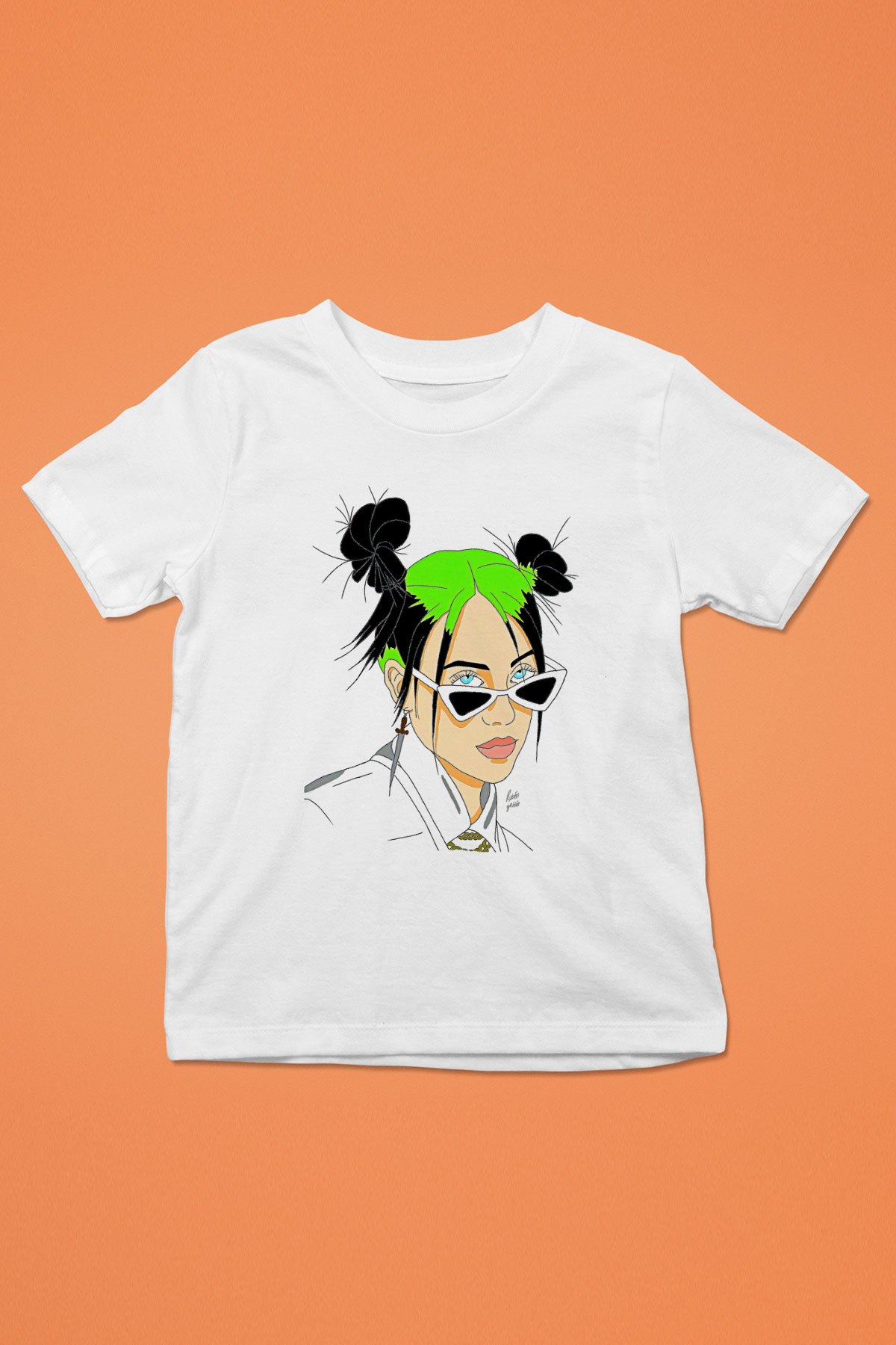 Billie Eilish Baskılı Beyaz Unisex Beyaz Çocuk Tişört - Tshirt