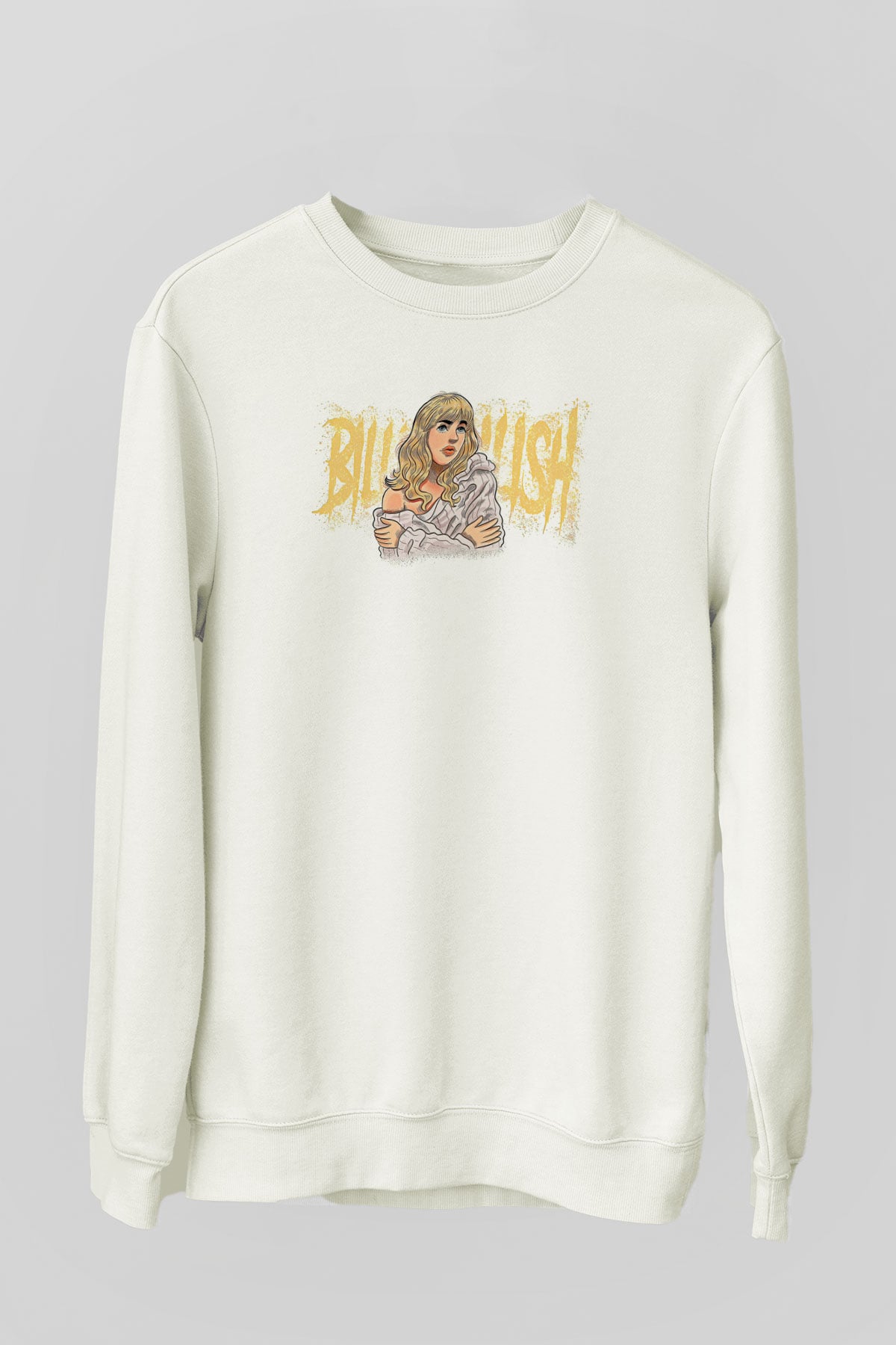Billie Eilish Baskılı Beyaz Unisex Sweatshirt