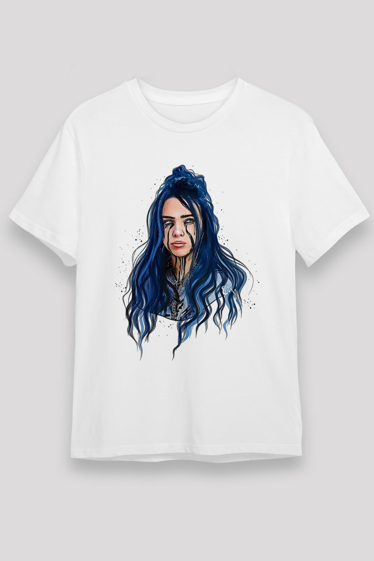 Billie Eilish Baskılı Unisex Beyaz Tişört - Tshirt