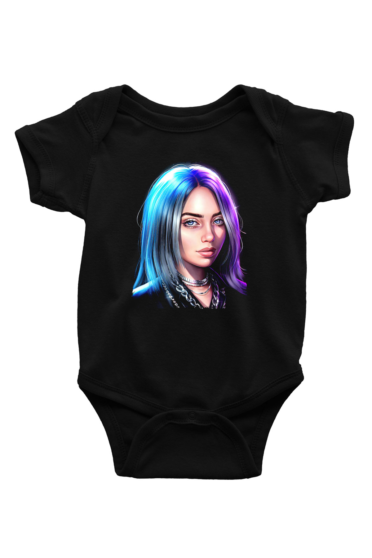 Billie Eilish Baskılı Unisex Siyah Bebek Body - Zıbın