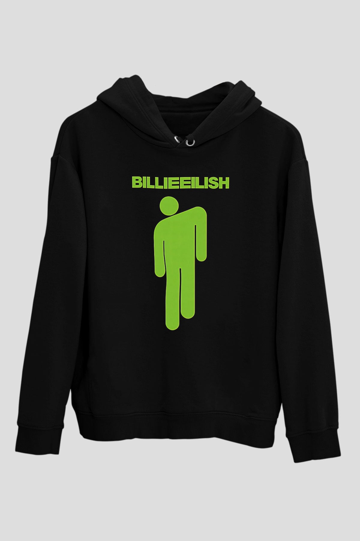 Billie Eilish Baskılı Unisex Siyah Hoodie