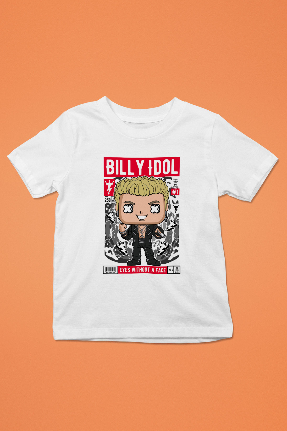 Billy Idol Baskılı Unisex Beyaz Çocuk Tişört