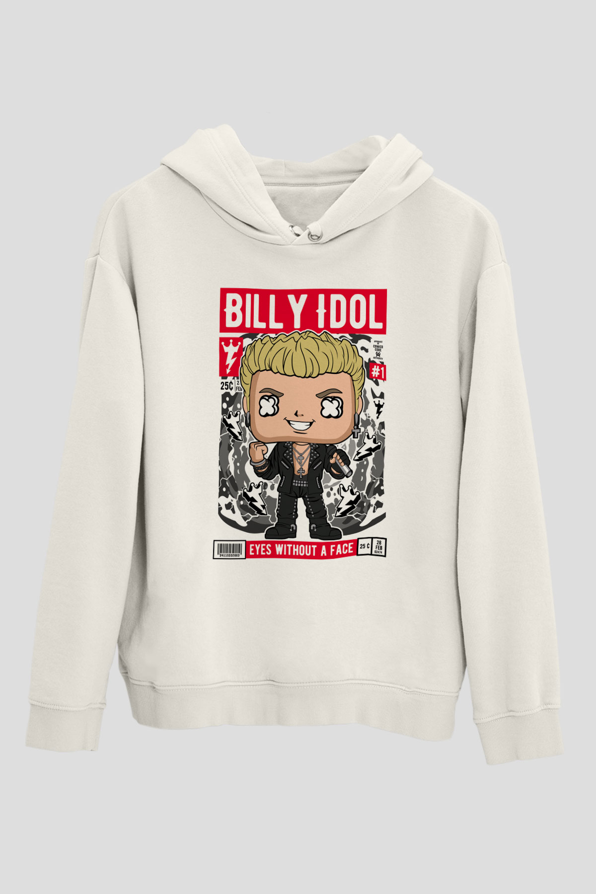 Billy Idol Baskılı Unisex Beyaz Hoodie