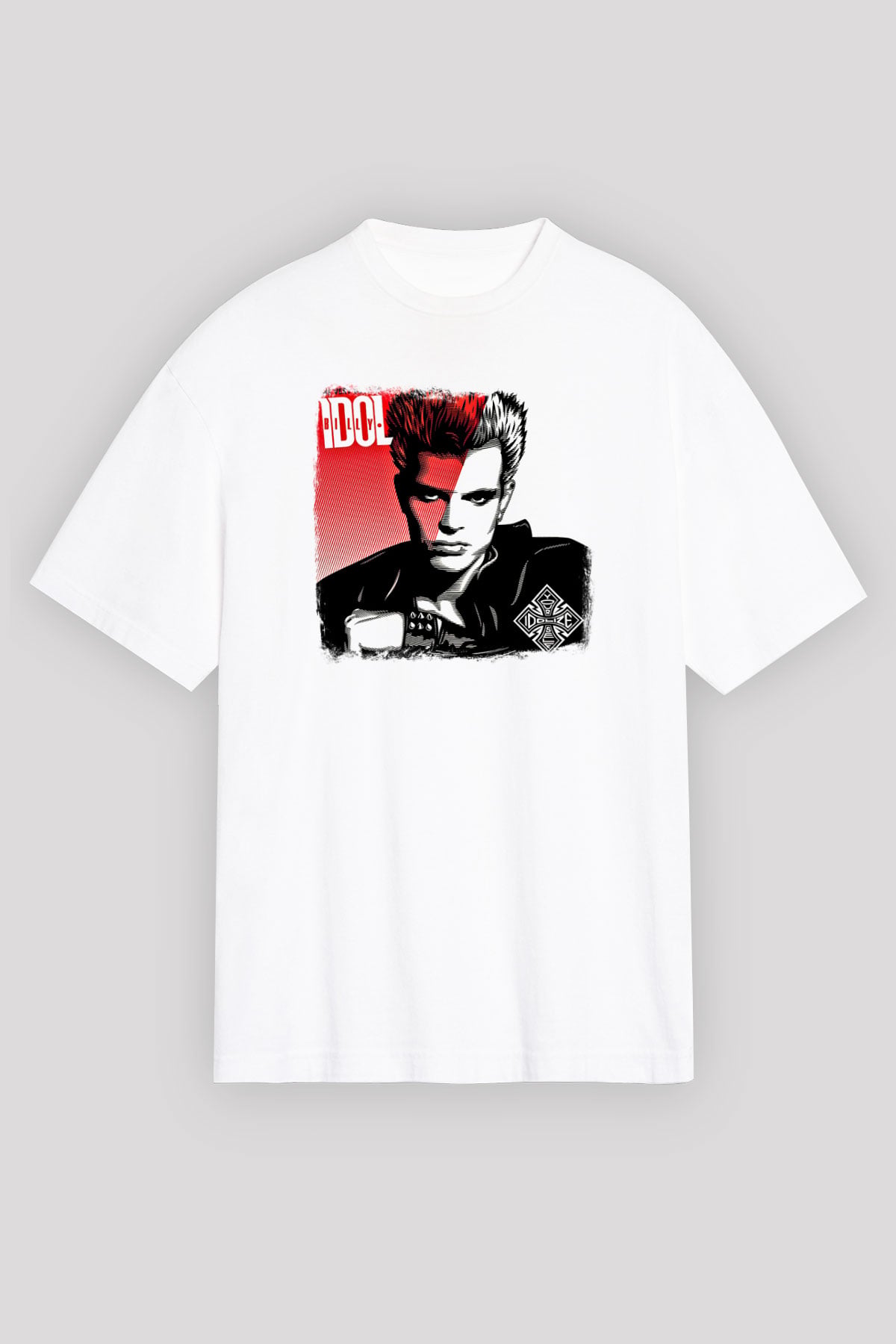 Billy Idol Baskılı Unisex Beyaz Oversize Tişört