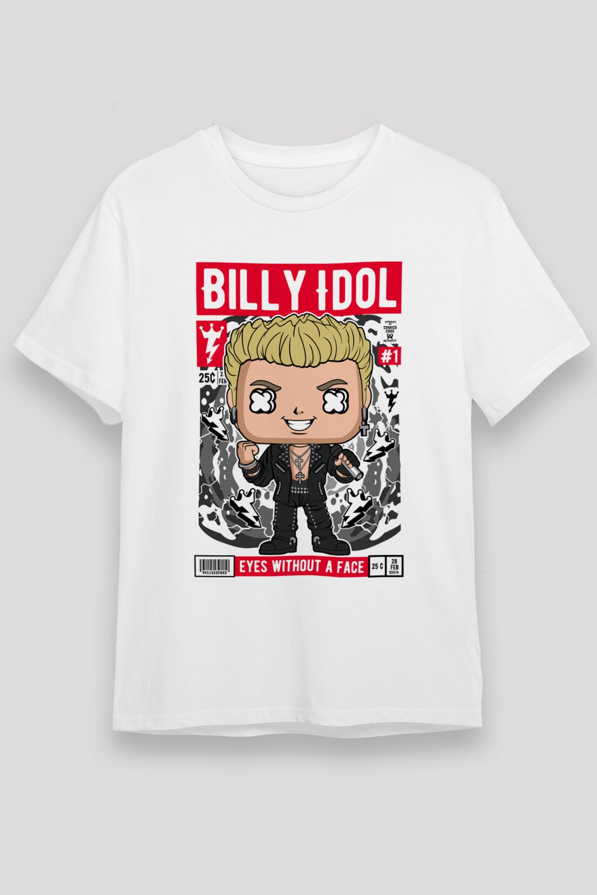 Billy Idol Baskılı Unisex Beyaz Tişört