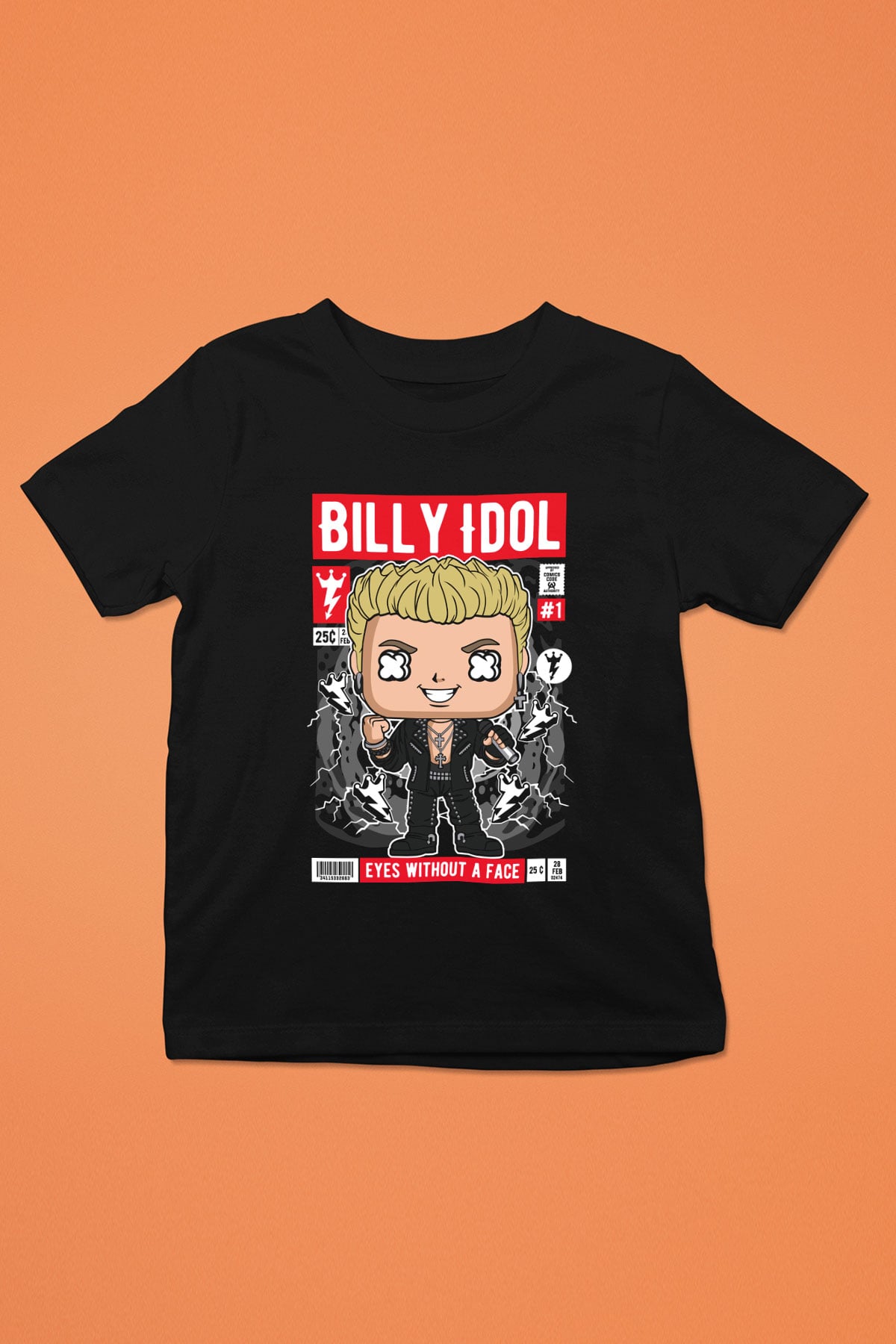 Billy Idol Baskılı Unisex Siyah Çocuk Tişört