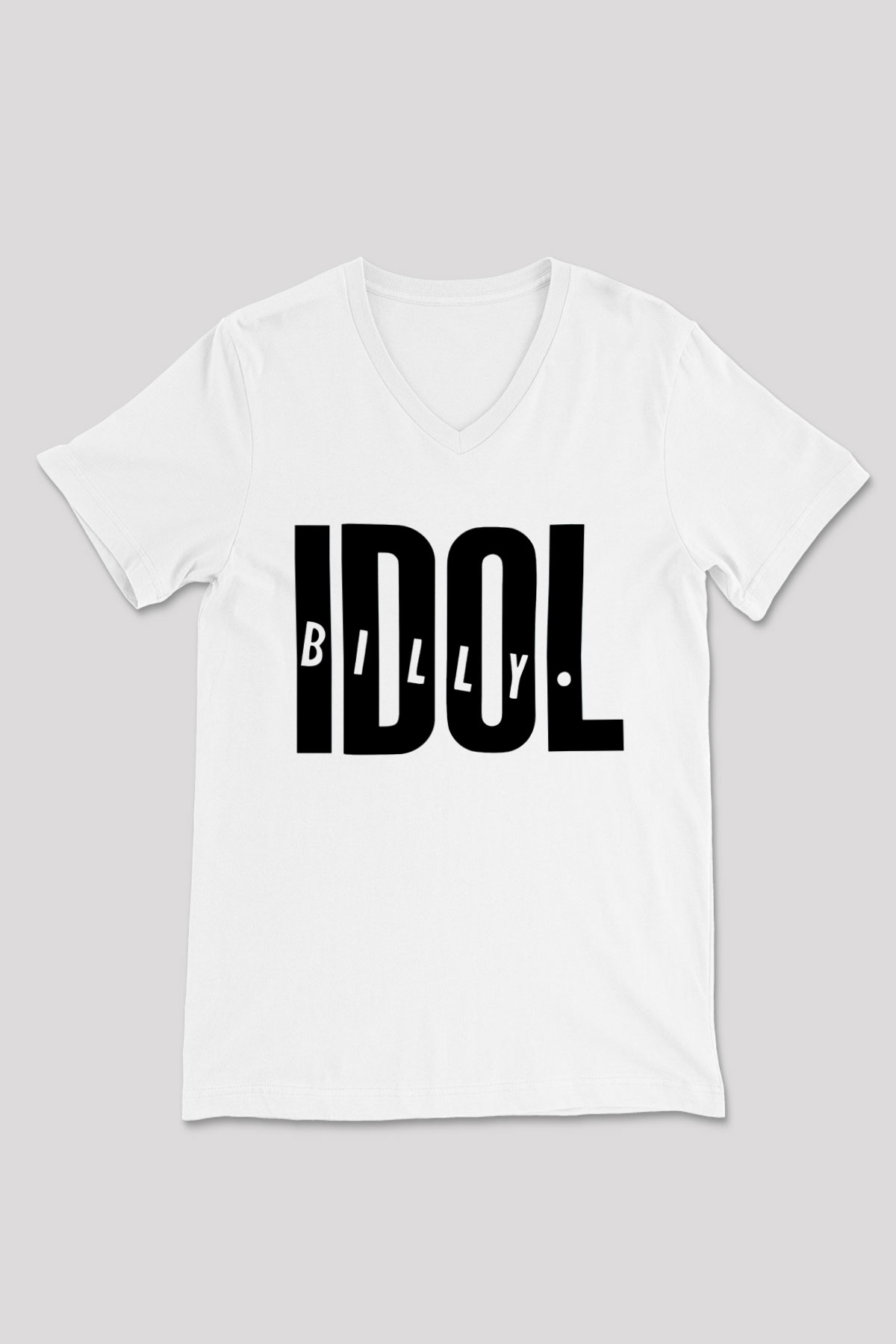 Billy Idol Beyaz Unisex V Yaka Tişört T-Shirt