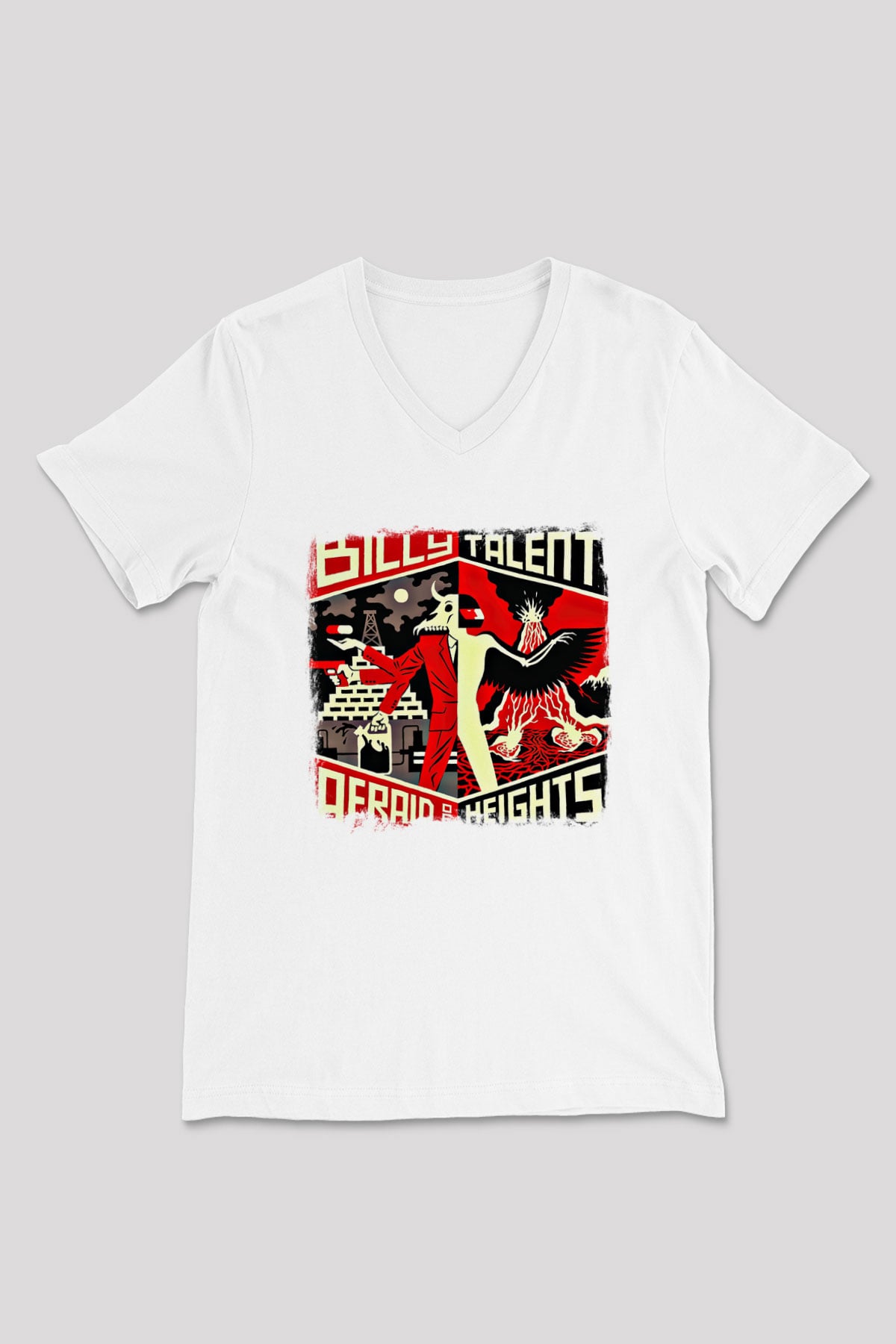 Billy Talent Baskılı Unisex Beyaz V Yaka Tişört