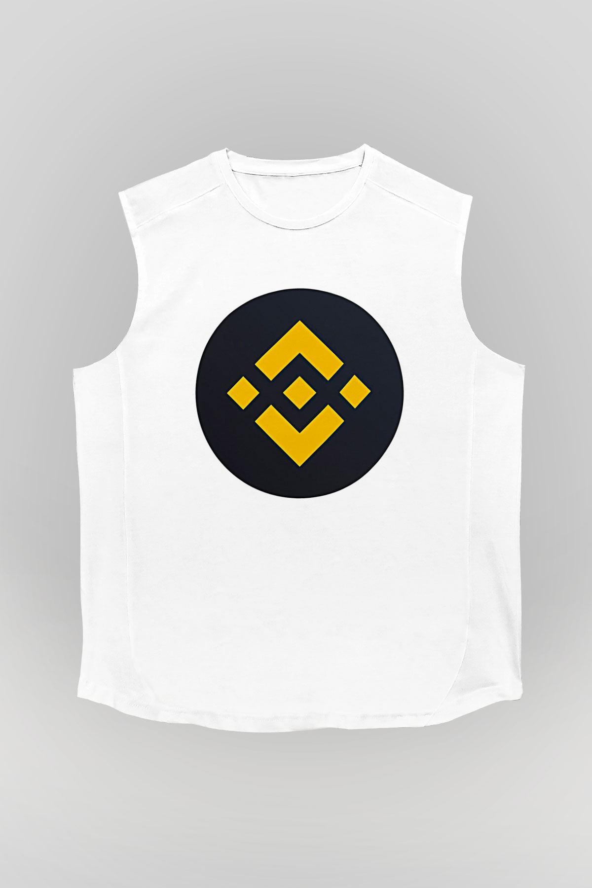 Binance Baskılı Beyaz Unisex Kolsuz Tişört - Tshirt