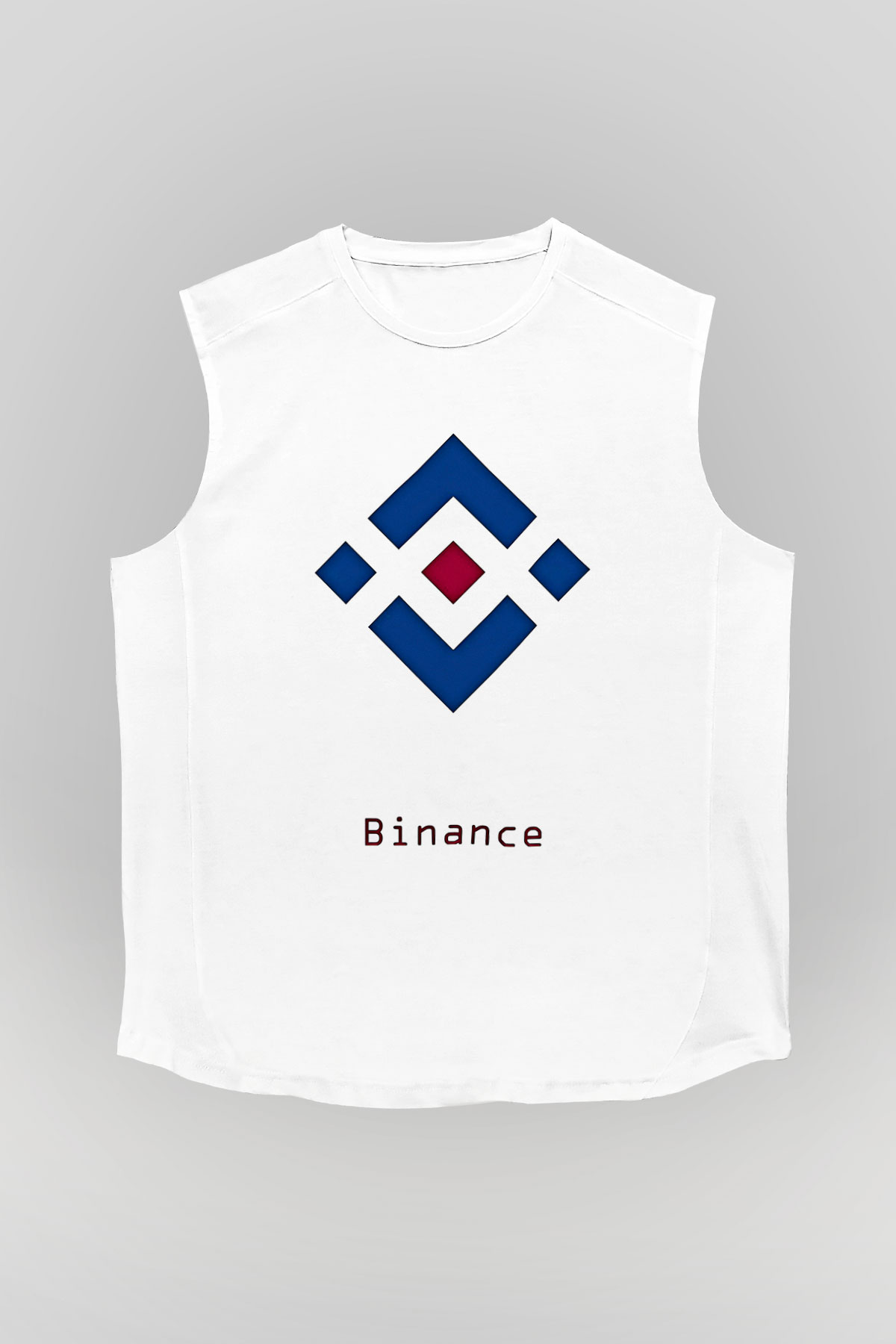 Binance Baskılı Beyaz Unisex Kolsuz Tişört - Tshirt