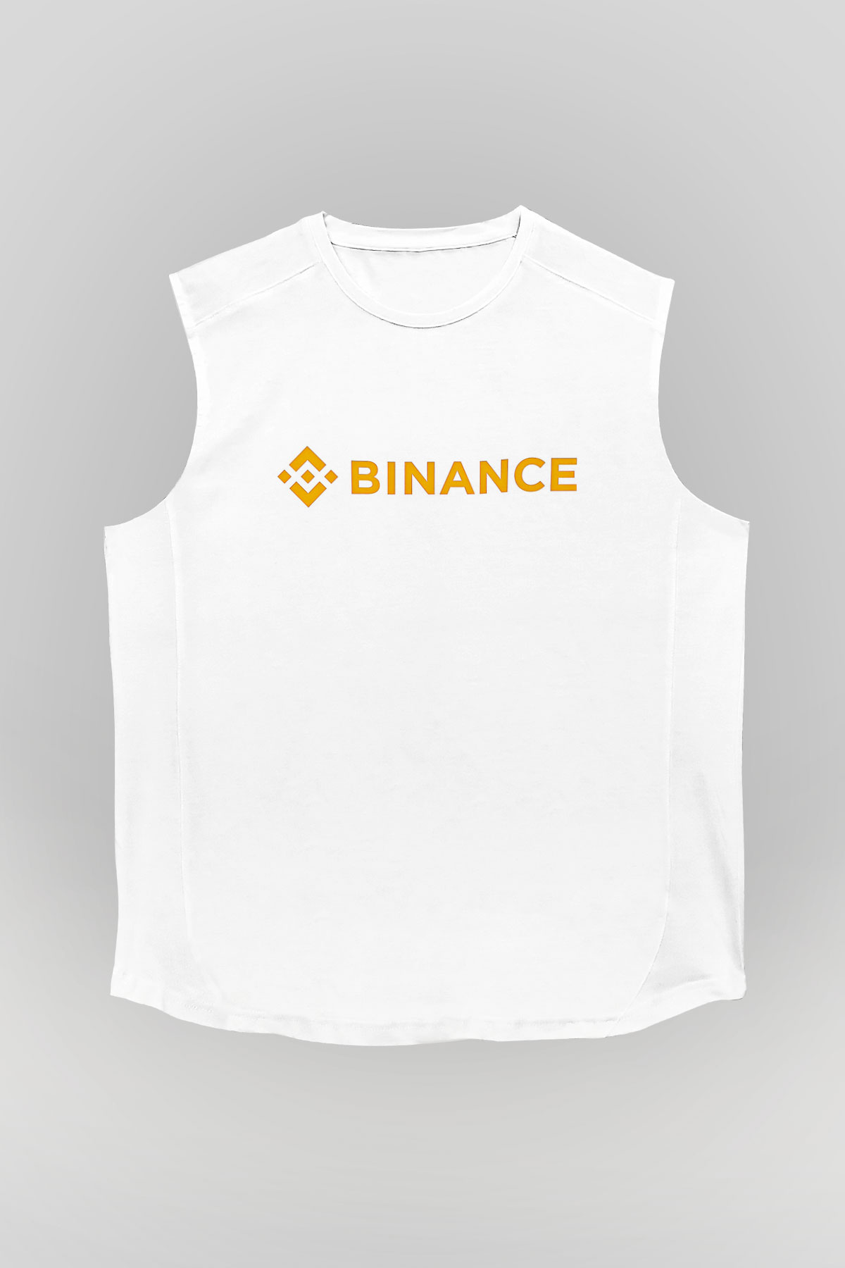 Binance Baskılı Beyaz Unisex Kolsuz Tişört - Tshirt
