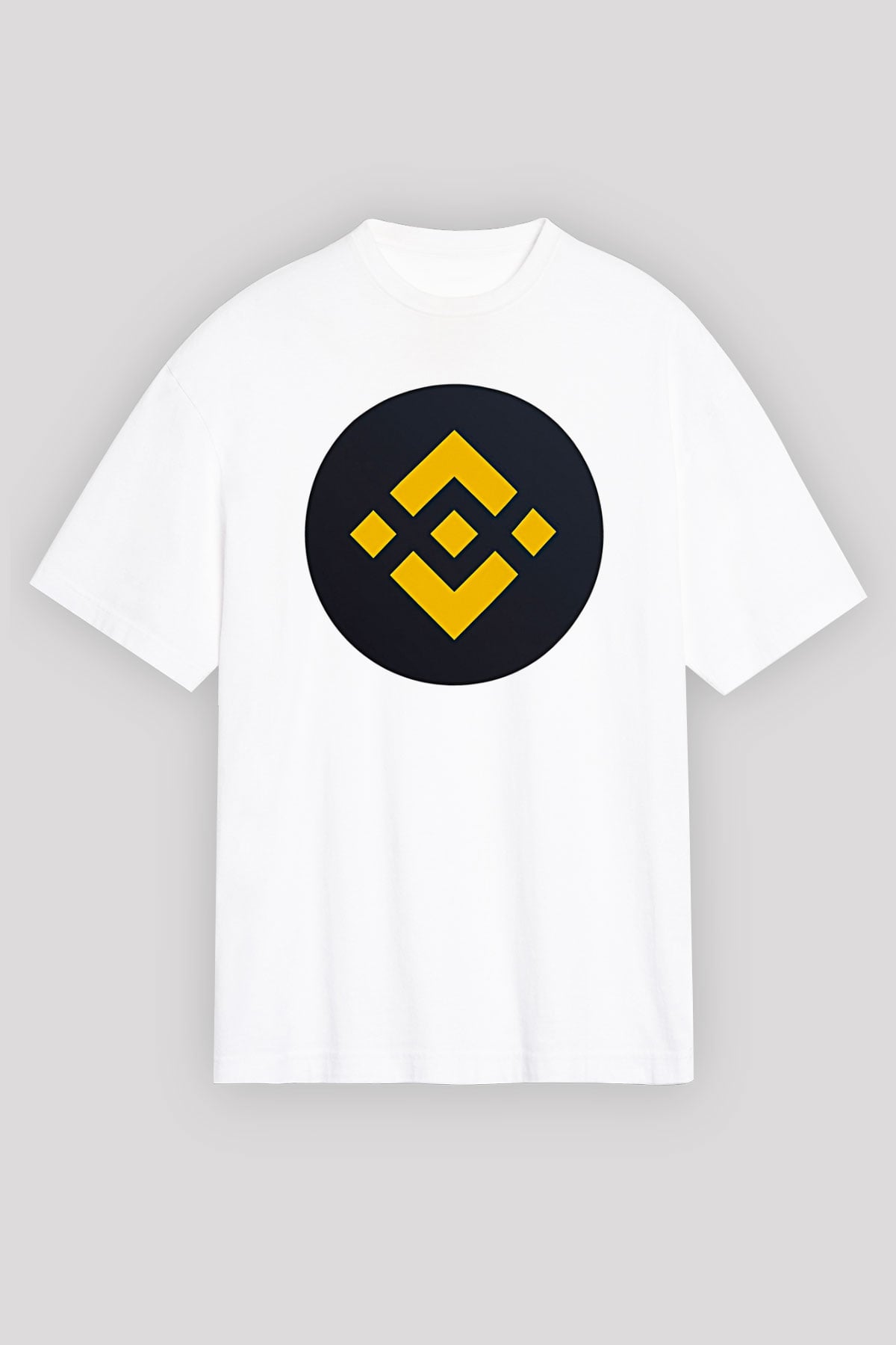 Binance Baskılı Beyaz Unisex Oversize Tişört - Tshirt