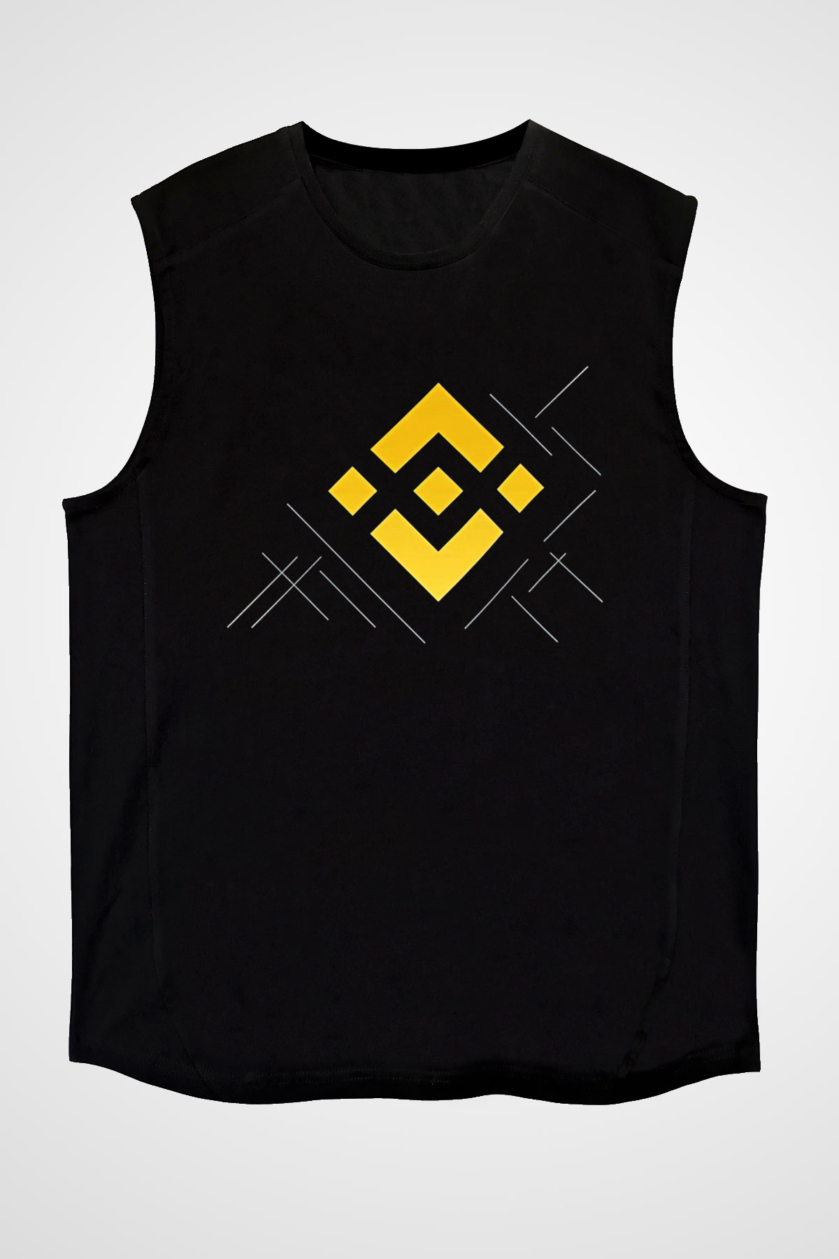 Binance Baskılı Unisex Siyah Kolsuz Tişört - Tshirt