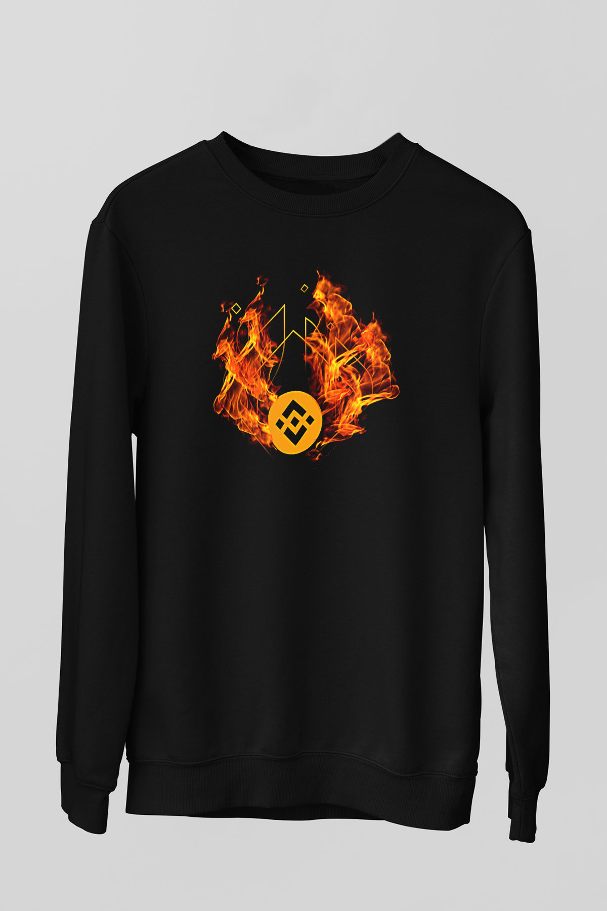 Binance Baskılı Unisex Siyah Sweatshirt