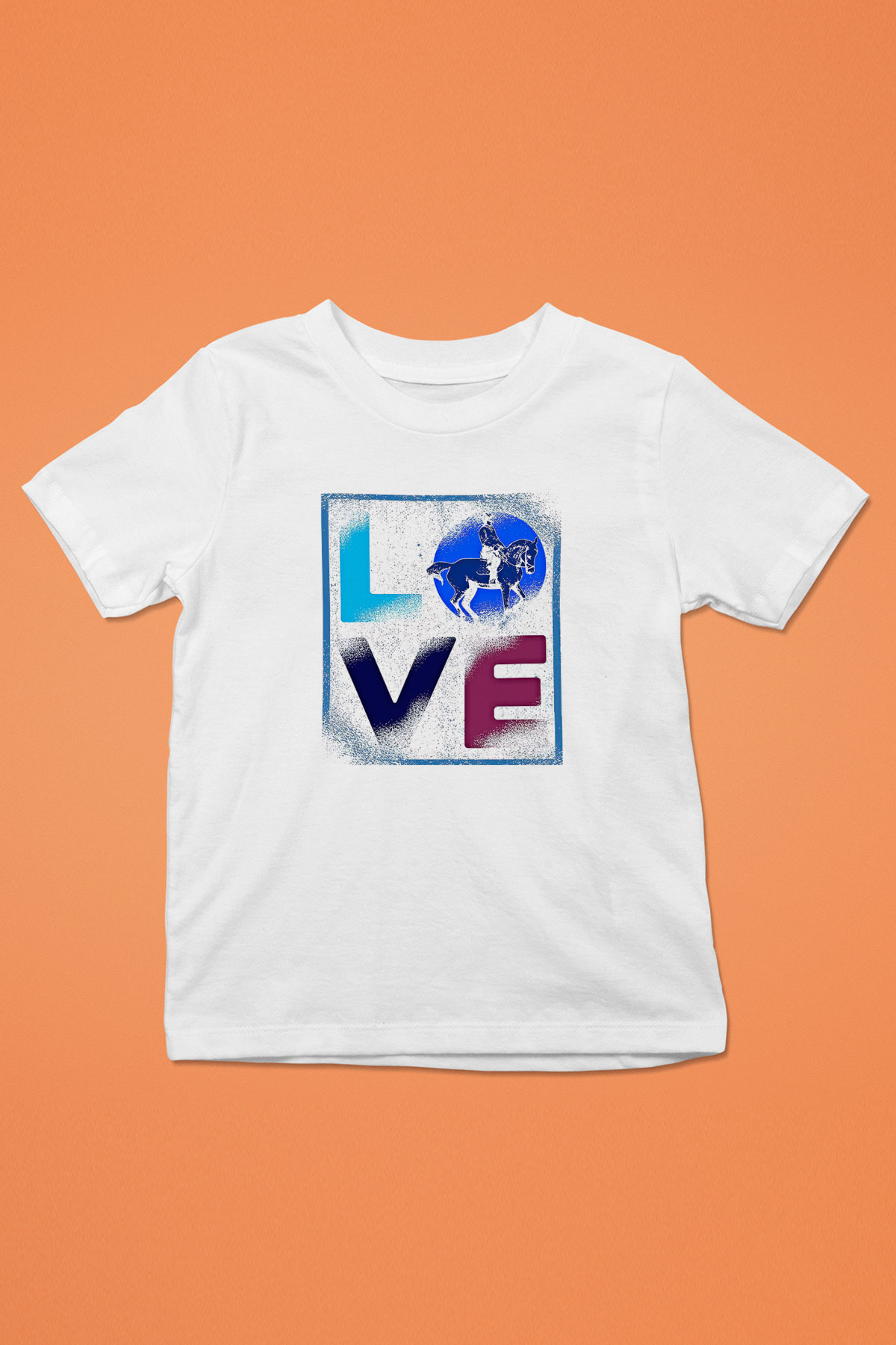 Binicilik Baskılı Unisex Beyaz Çocuk Tişört - Tshirt