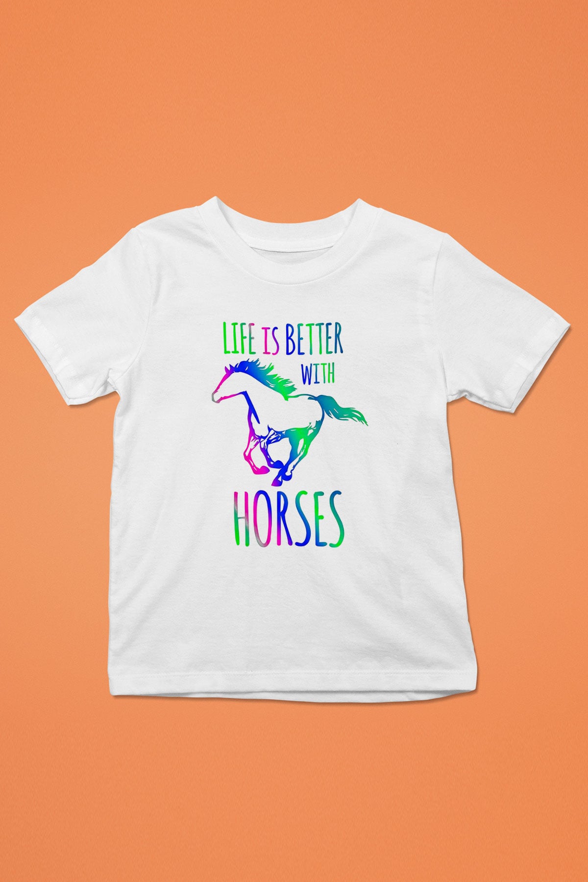 Binicilik Baskılı Unisex Beyaz Çocuk Tişört - Tshirt