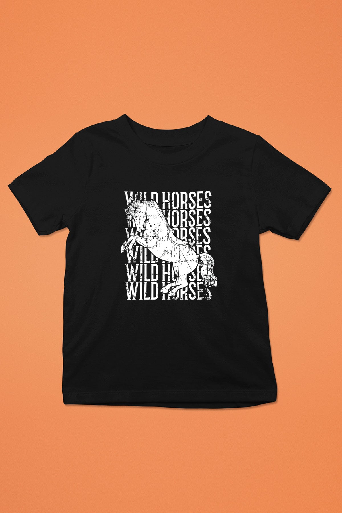 Binicilik - Riding Baskılı Unisex Siyah Çocuk Tİşörtü - Tshirt