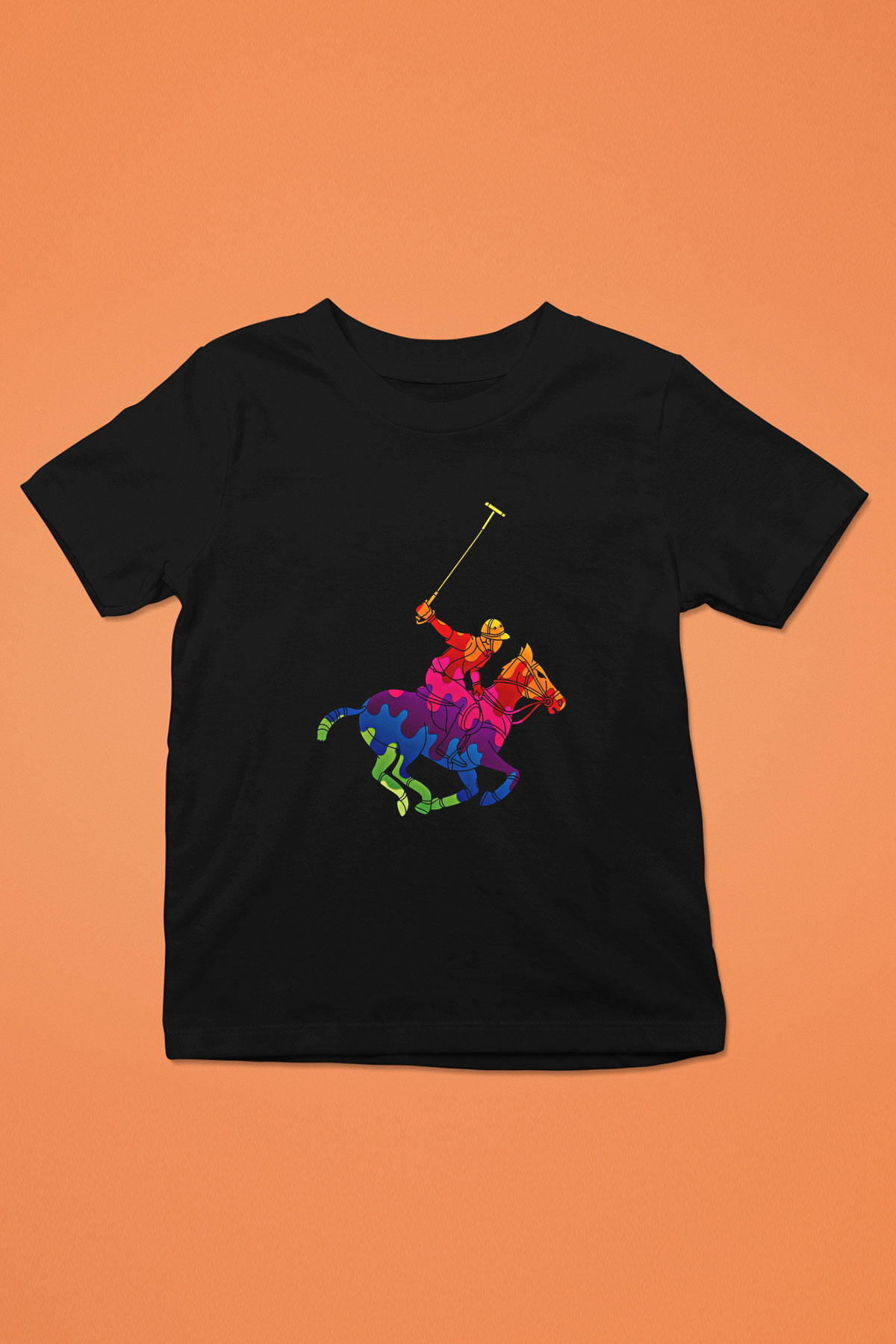 Binicilik - Riding Baskılı Unisex Siyah Çocuk Tİşörtü - Tshirt