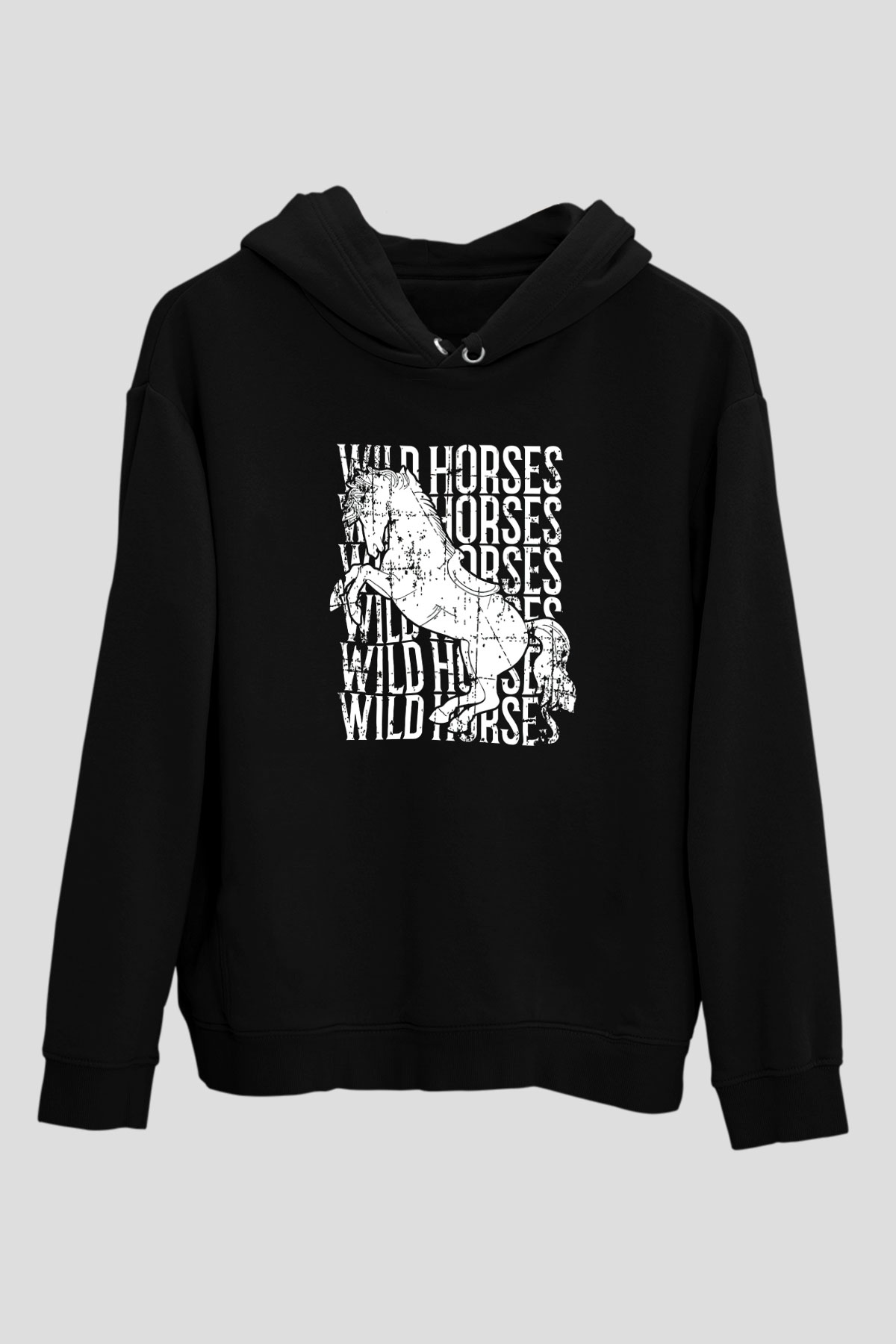 Binicilik - Riding Baskılı Unisex Siyah Hoodie
