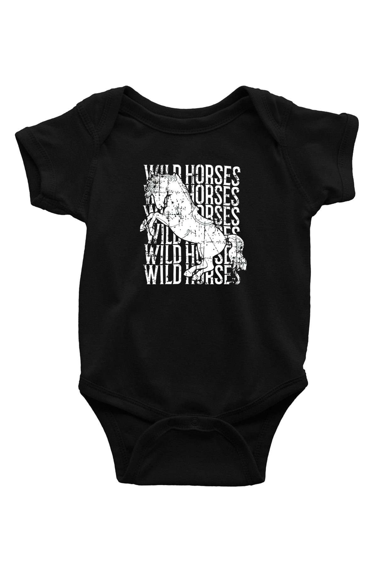 Binicilik - Riding Baskılı Unisex Siyah Bebek Body - Zıbın