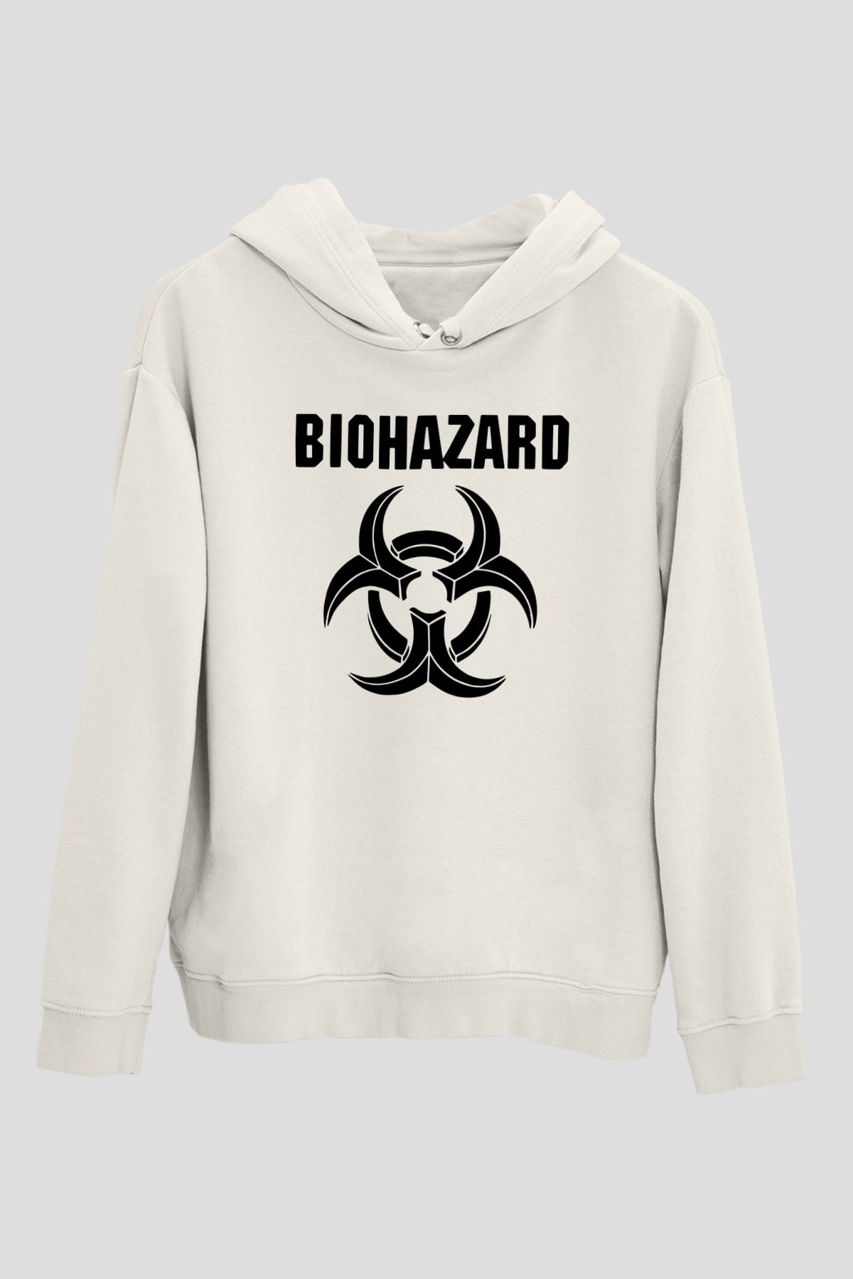 Biohazard Beyaz Unisex Kapşonlu Sweatshirt
