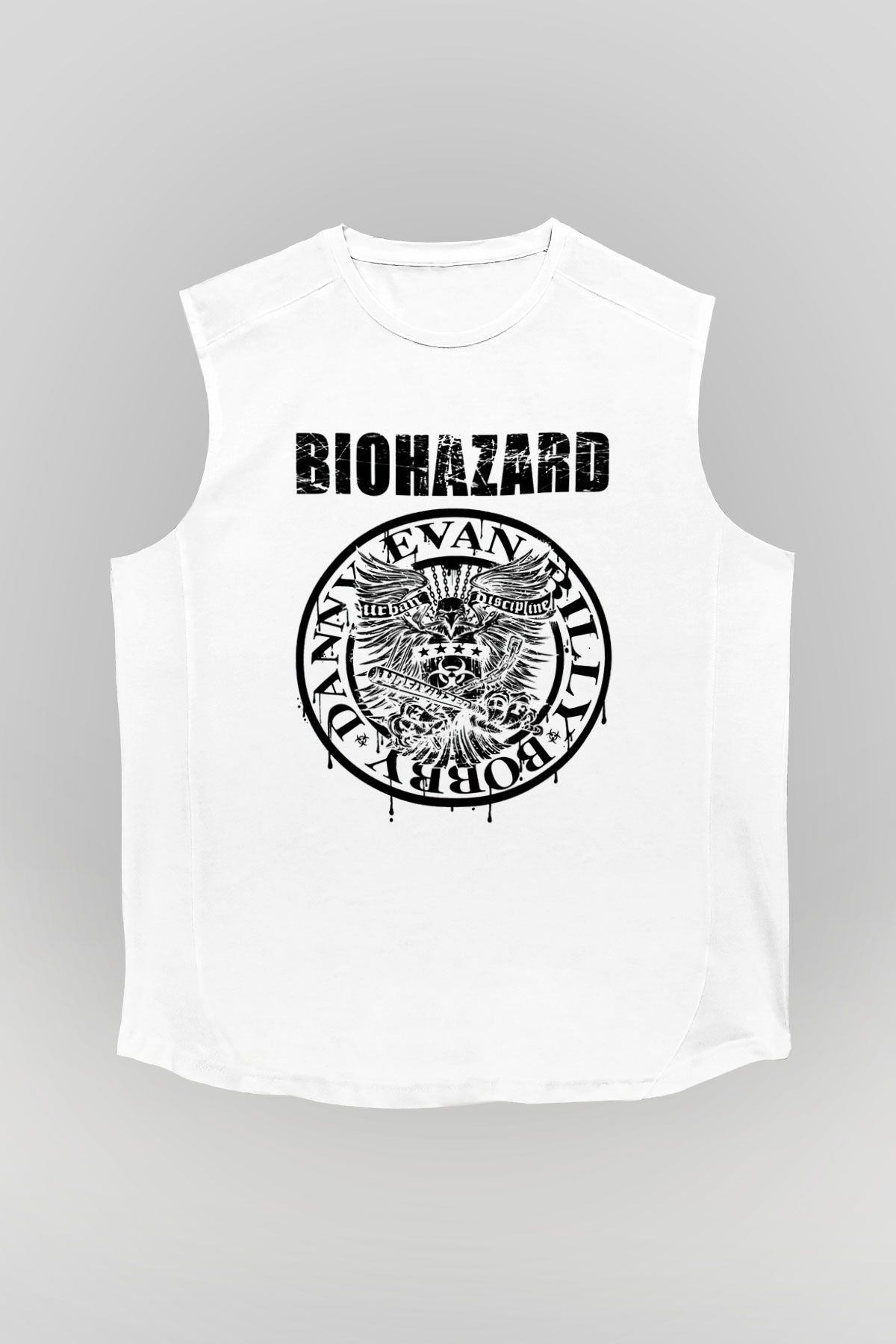Biohazard Beyaz Unisex Kolsuz Tişört