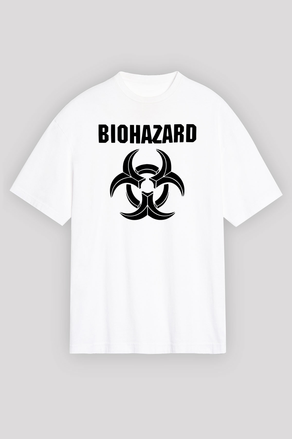 Biohazard Beyaz Unisex Oversize Tişört T-Shirt