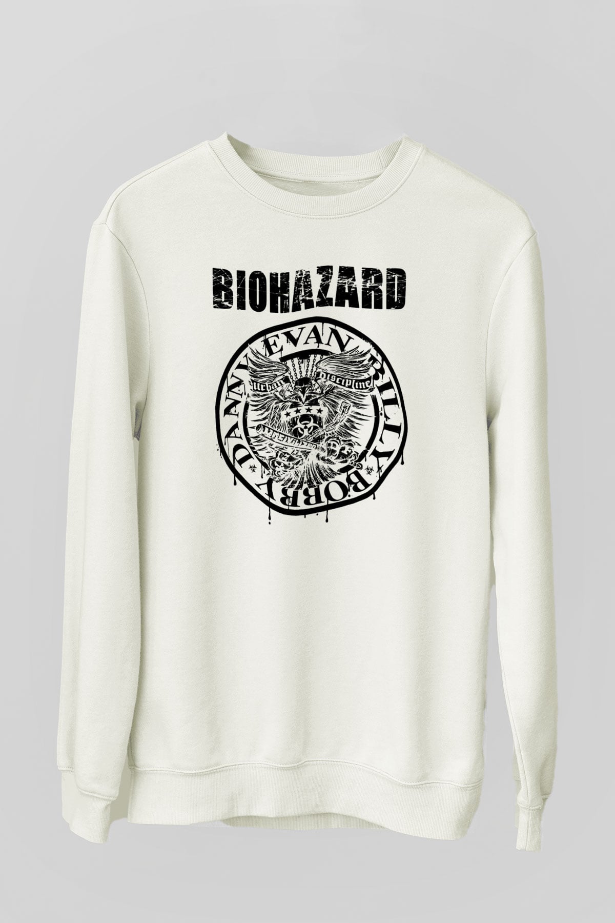 Biohazard Beyaz Unisex Sweatshirt