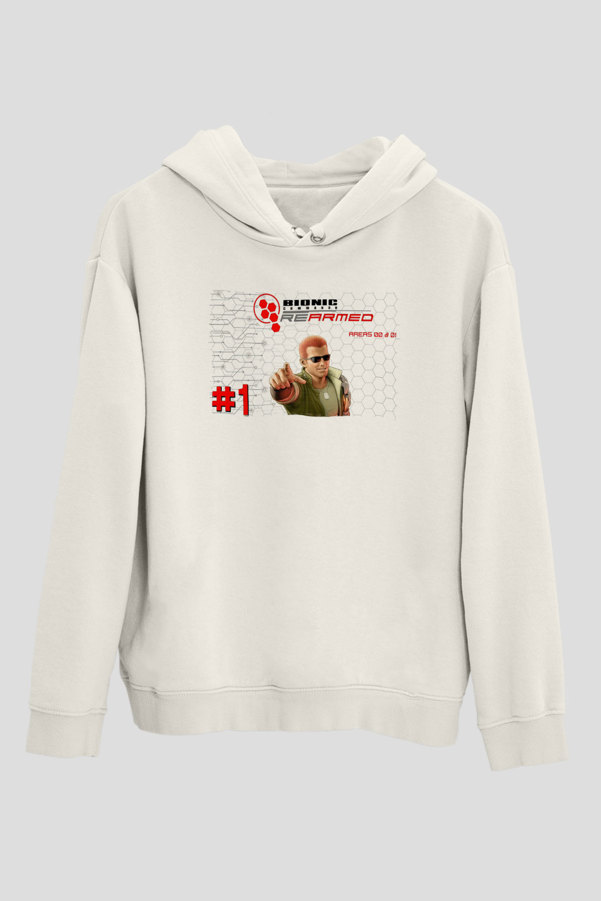 Bionic Commando Beyaz Unisex Hoodie