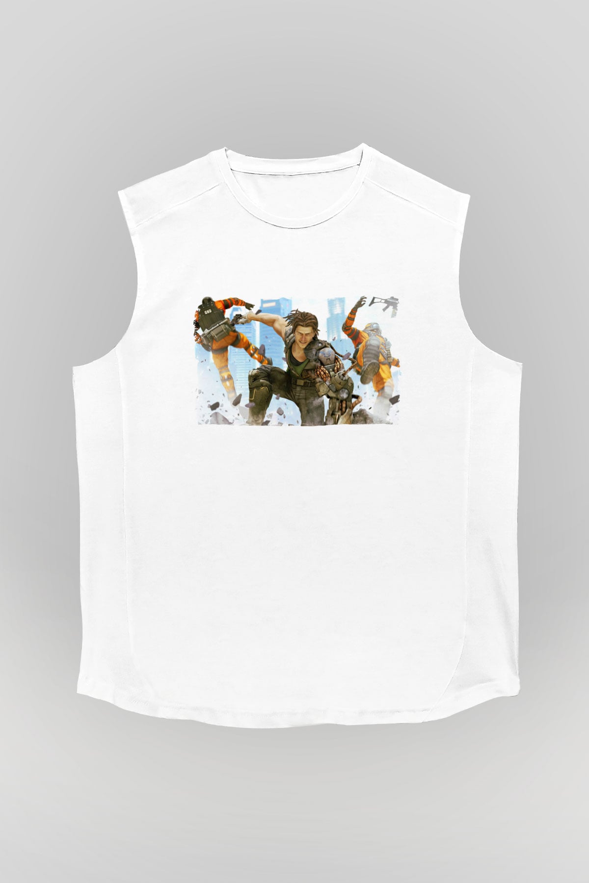 Bionic Commando Beyaz Unisex Kolsuz Tişört