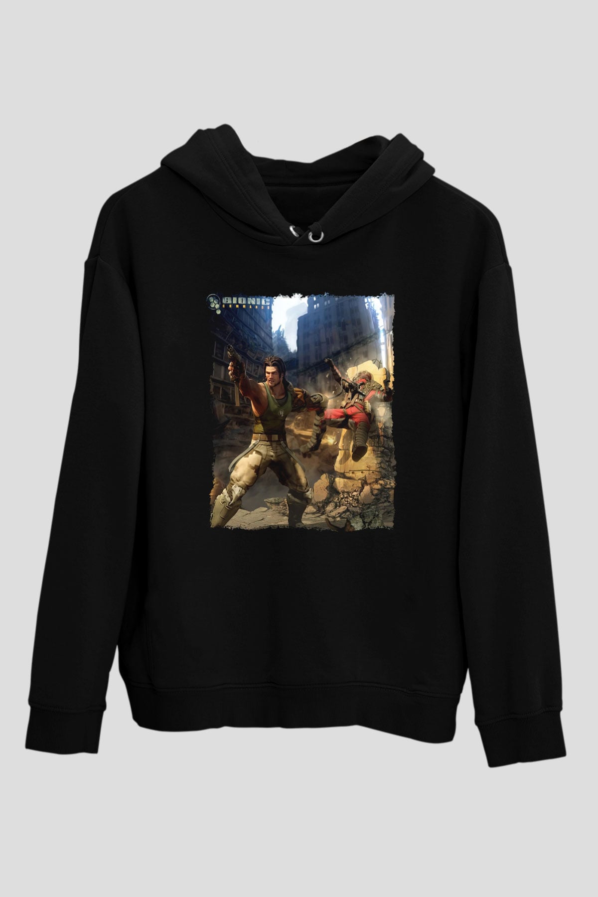 Bionic Commando Siyah Unisex Hoodie
