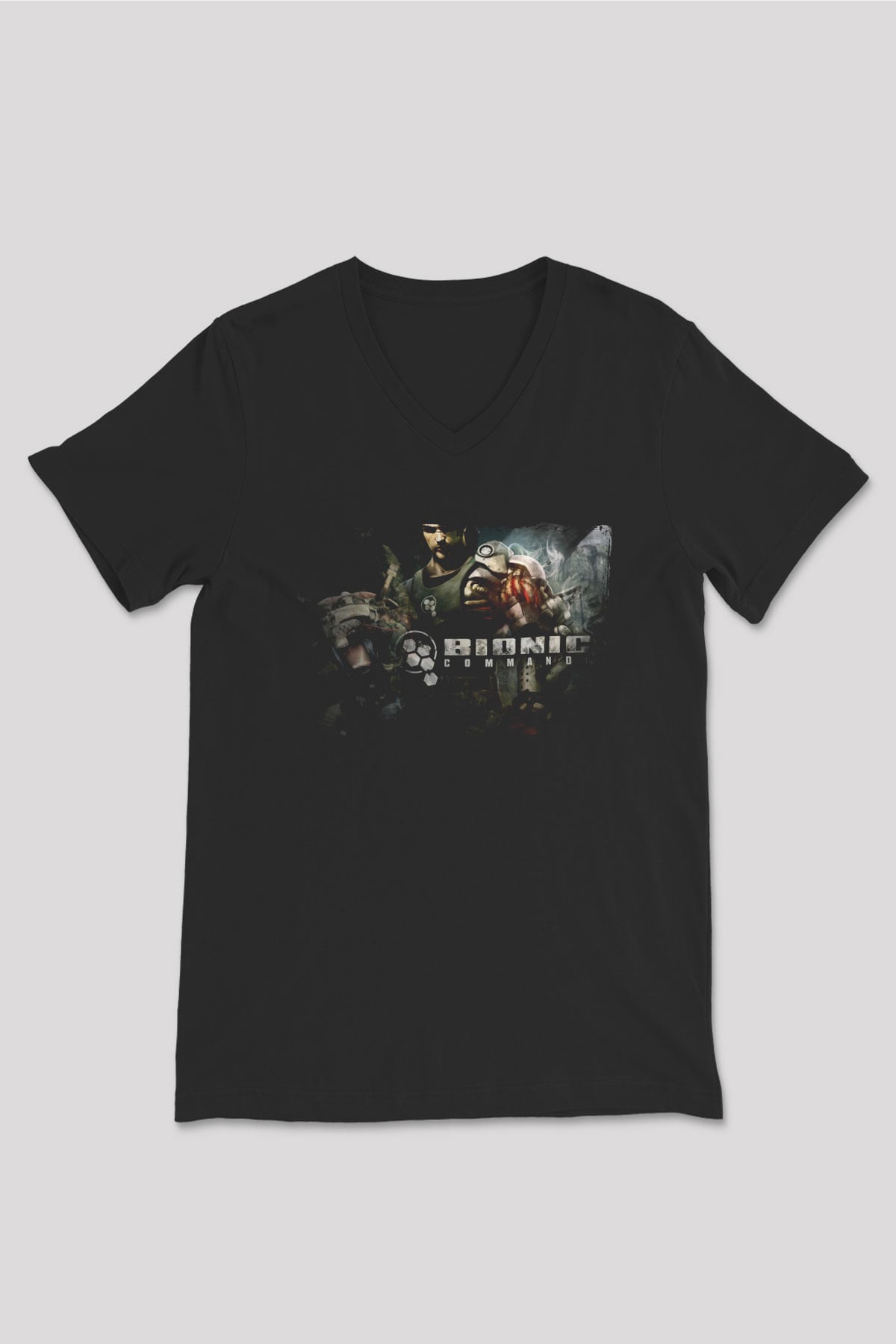 Bionic Commando Siyah Unisex V Yaka Tişört