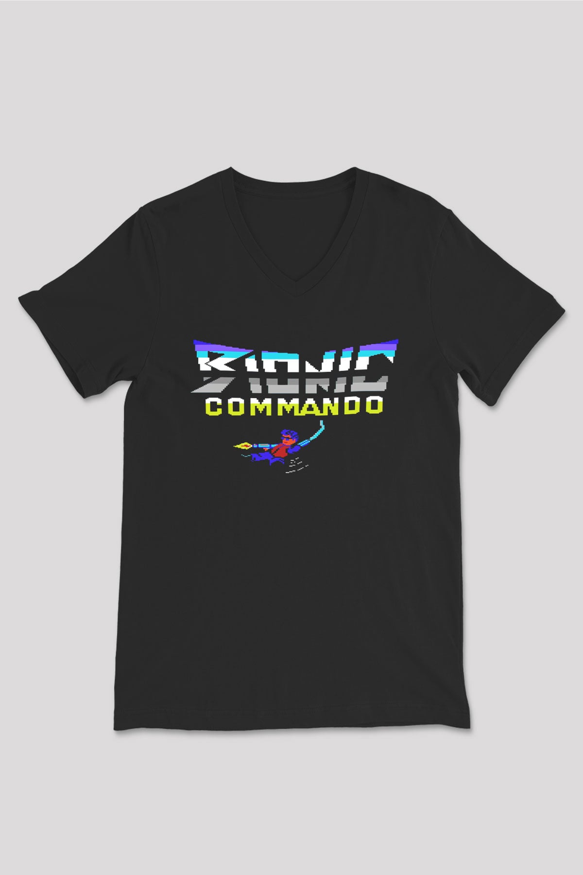 Bionic Commando Siyah Unisex  V Yaka Tişört