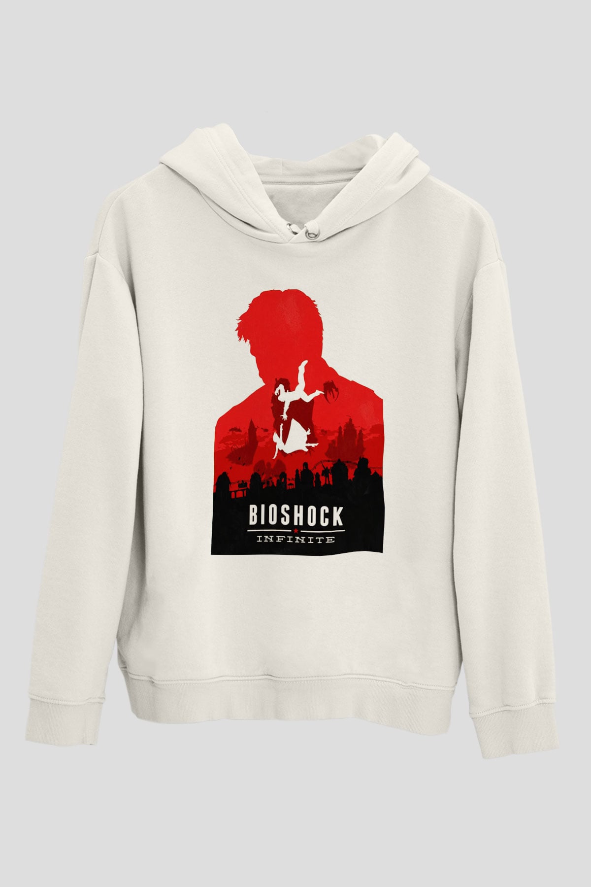 BioShock Beyaz Unisex Kapşonlu Sweatshirt