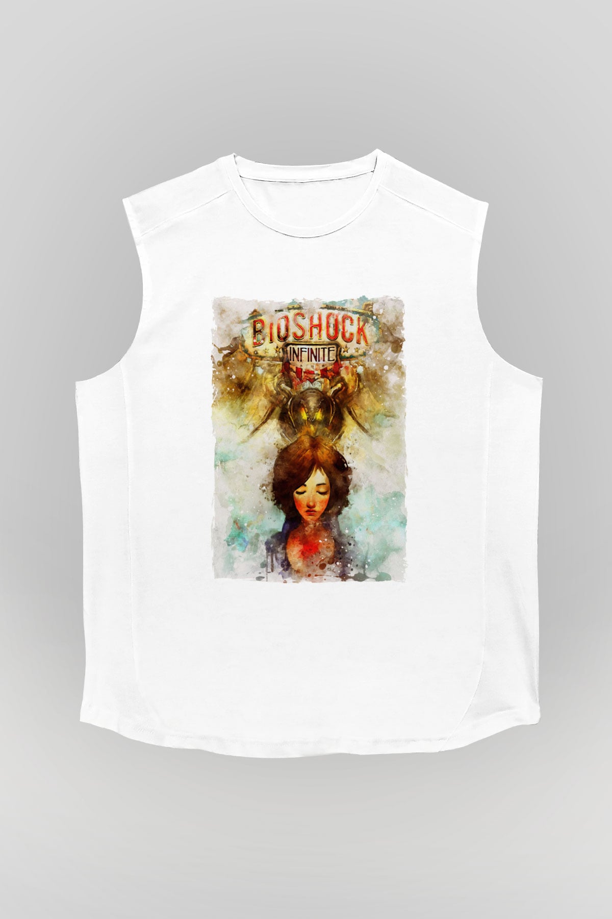 BioShock Beyaz Unisex Kolsuz Tişört