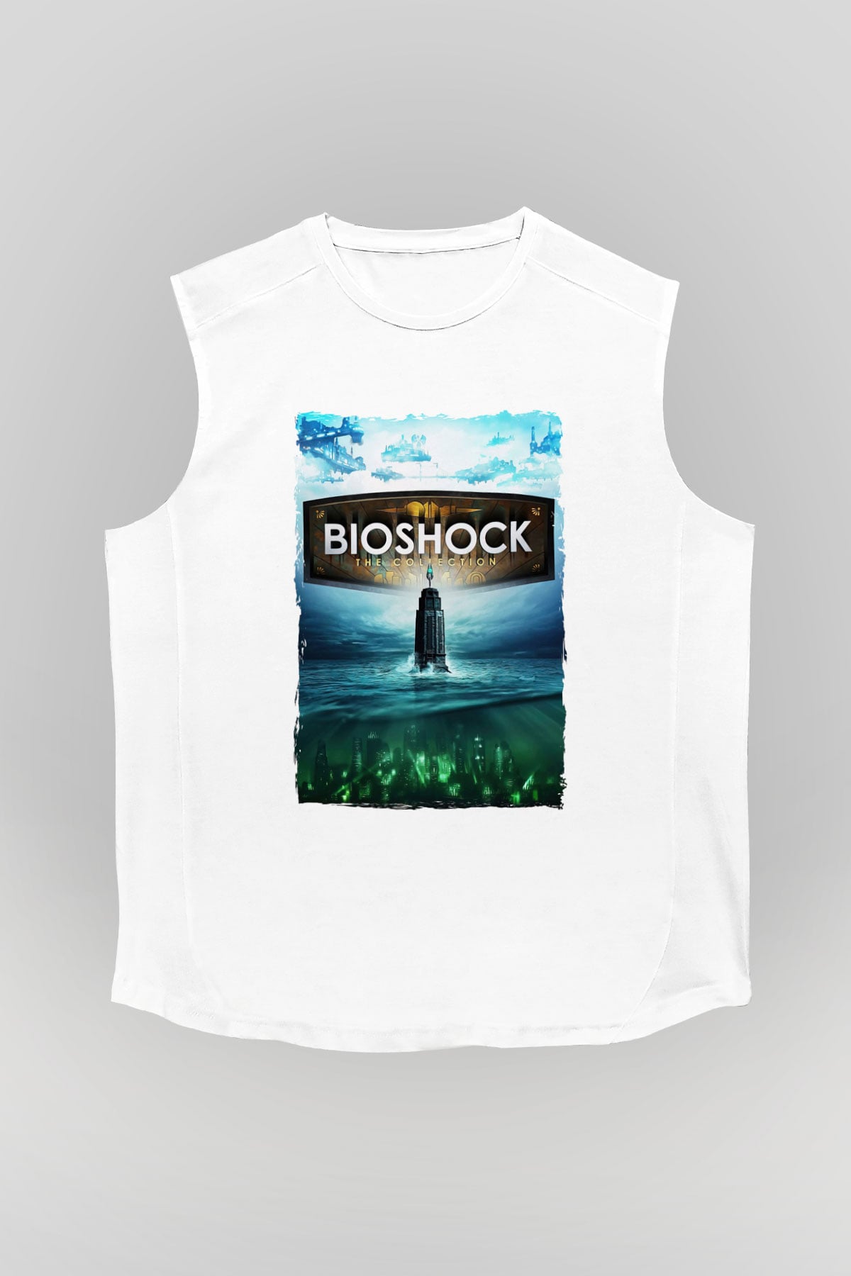 BioShock Beyaz Unisex Kolsuz Tişört